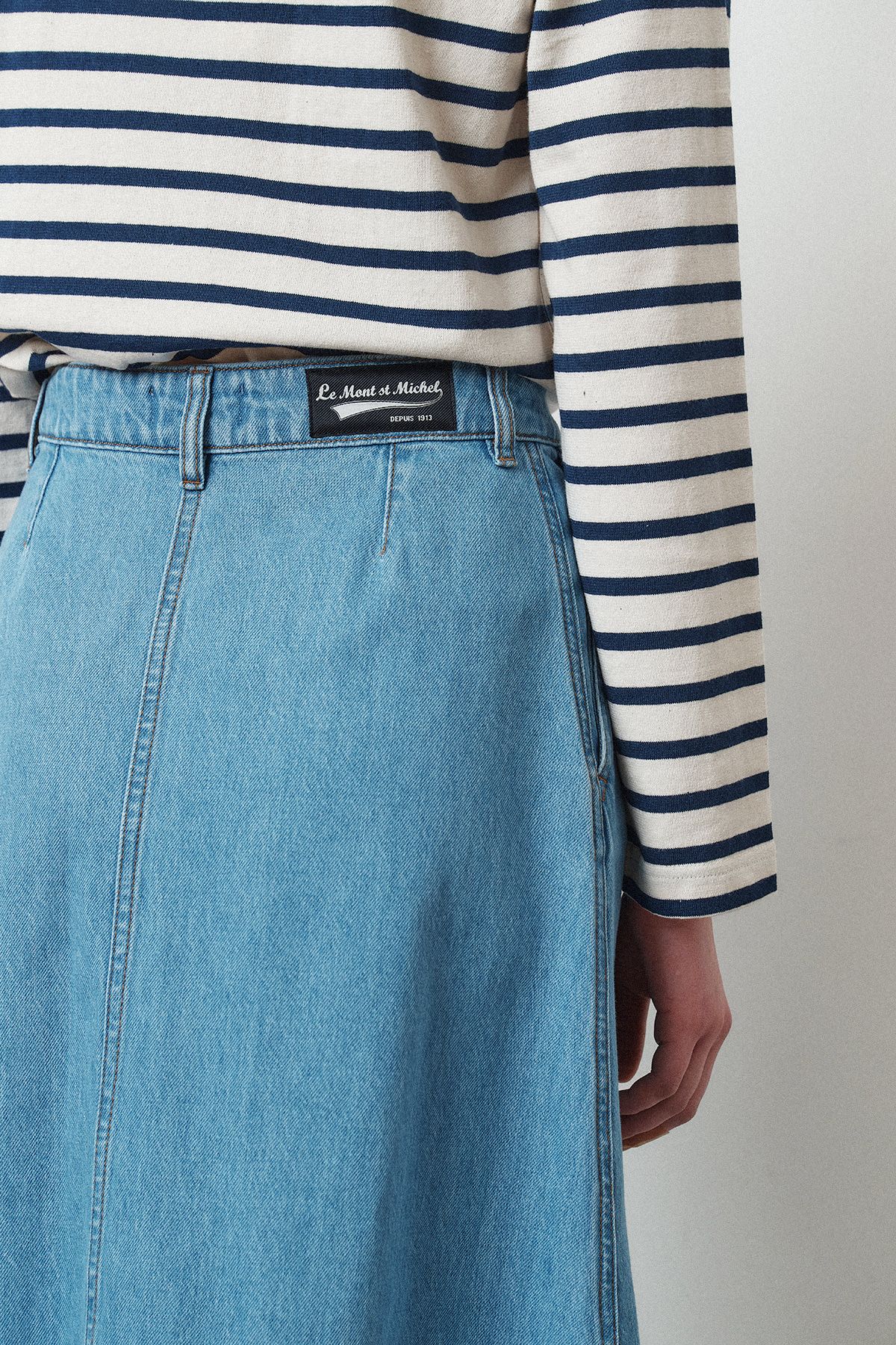 르몽생미셸(LE MONT ST MICHEL) JABILA – CHAMBRAY SKIRT_Blue