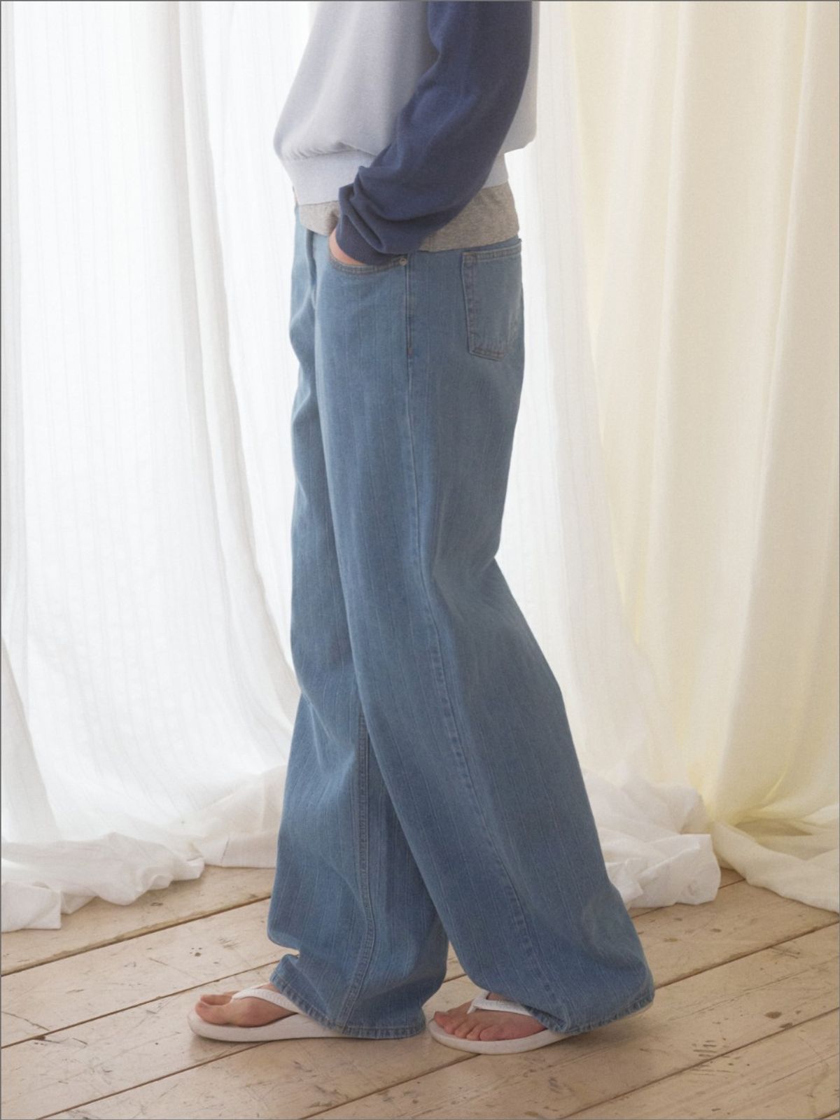 망고매니플리즈(MANGO MANY PLEASE) SAIL STRIPE JEANS_BLUE