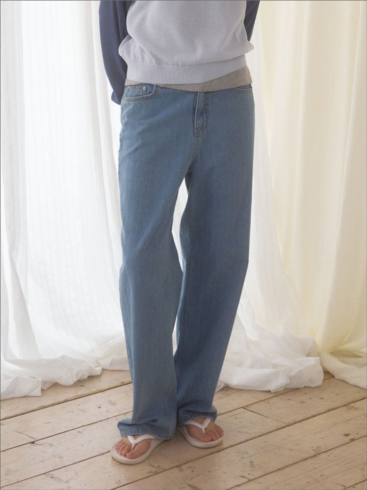 망고매니플리즈(MANGO MANY PLEASE) SAIL STRIPE JEANS_BLUE