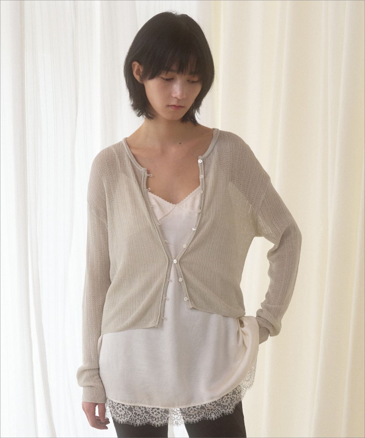 망고매니플리즈(MANGO MANY PLEASE) SARUBI LINEN CARDIGAN_LIGHT GREEN