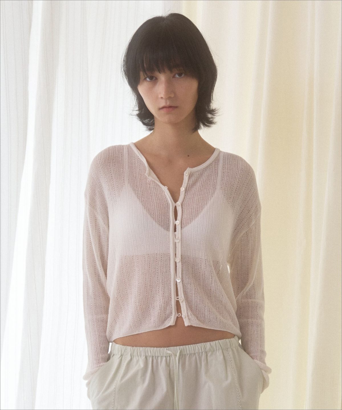 망고매니플리즈(MANGO MANY PLEASE) SARUBI LINEN CARDIGAN_IVORY