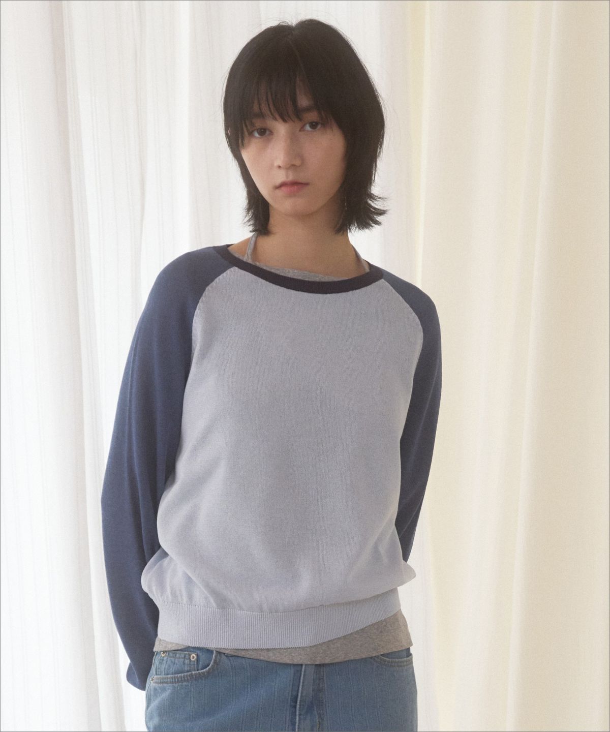 망고매니플리즈(MANGO MANY PLEASE) HERRIT RAGLAN KNIT_BLUE