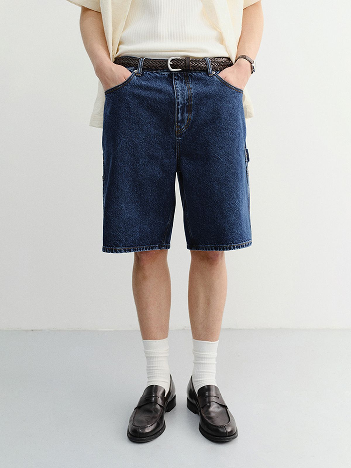 던스트 포 맨(DUNST FOR MEN) CLASSIC CARPENTER DENIM SHORTS_UDPA6B324_CLASSIC BLUE