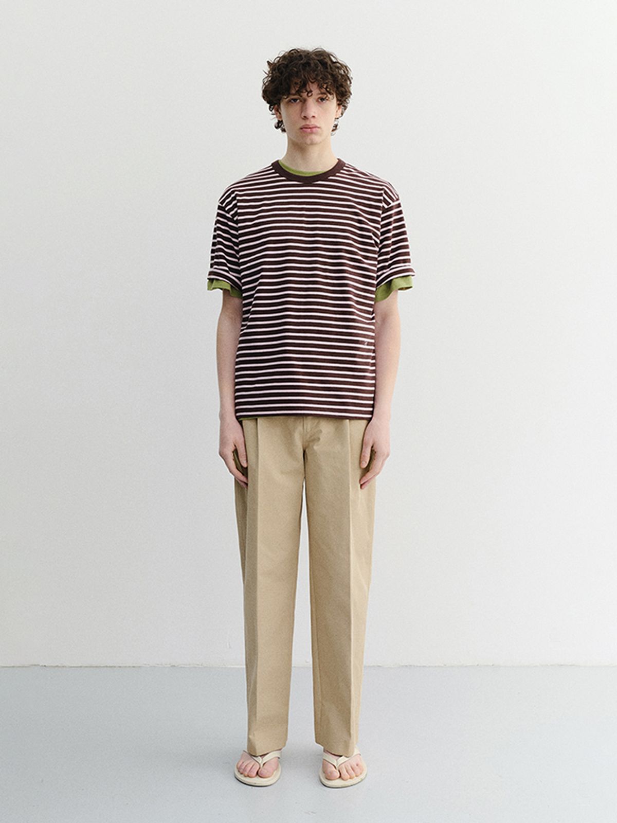 던스트 포 맨(DUNST FOR MEN) STRIPED T-SHIRT_UNISEX_UDTS6B126_BROWN / PINK
