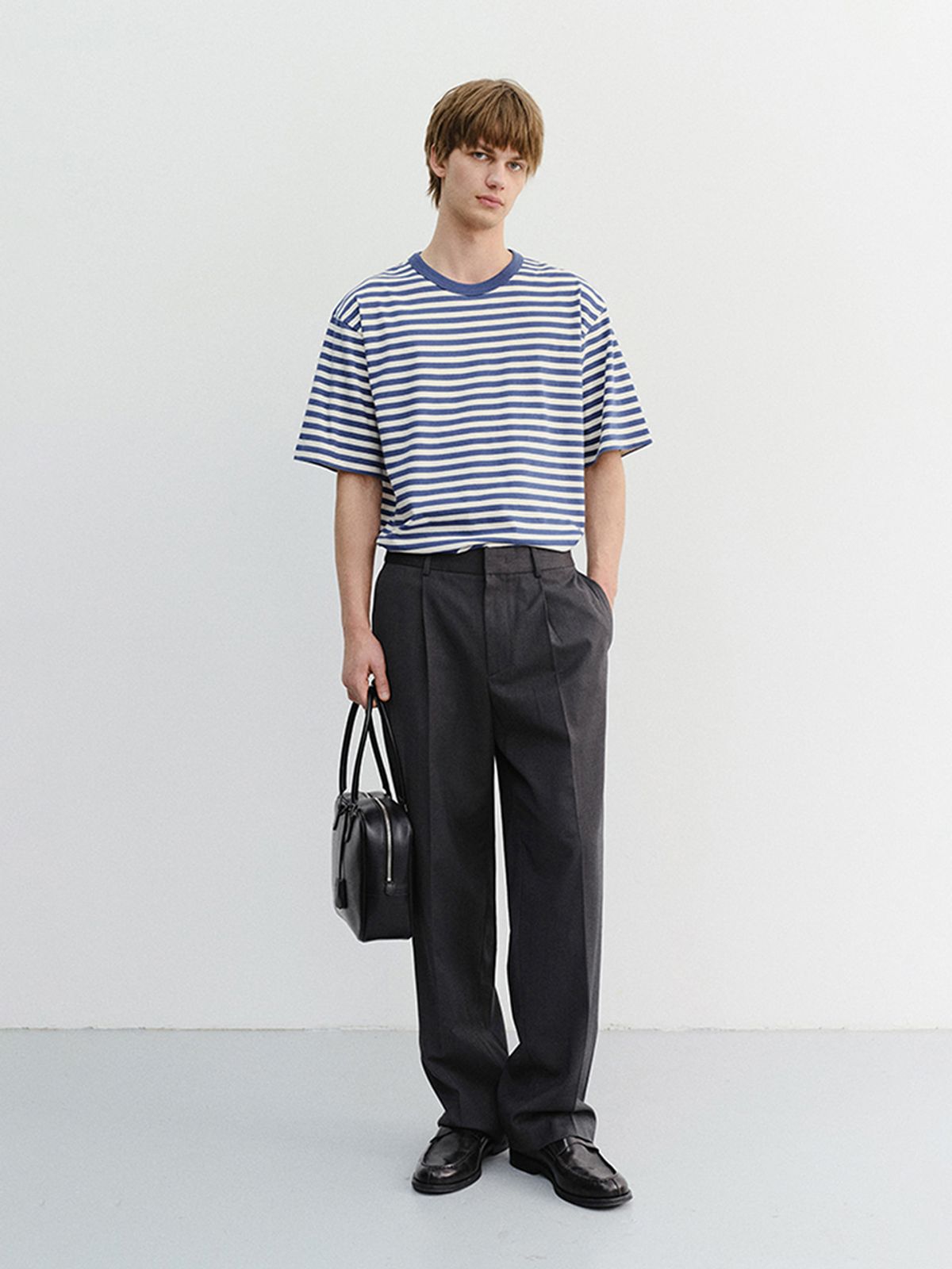 던스트 포 맨(DUNST FOR MEN) STRIPED T-SHIRT_UNISEX_UDTS6B126_BLUE / IVORY