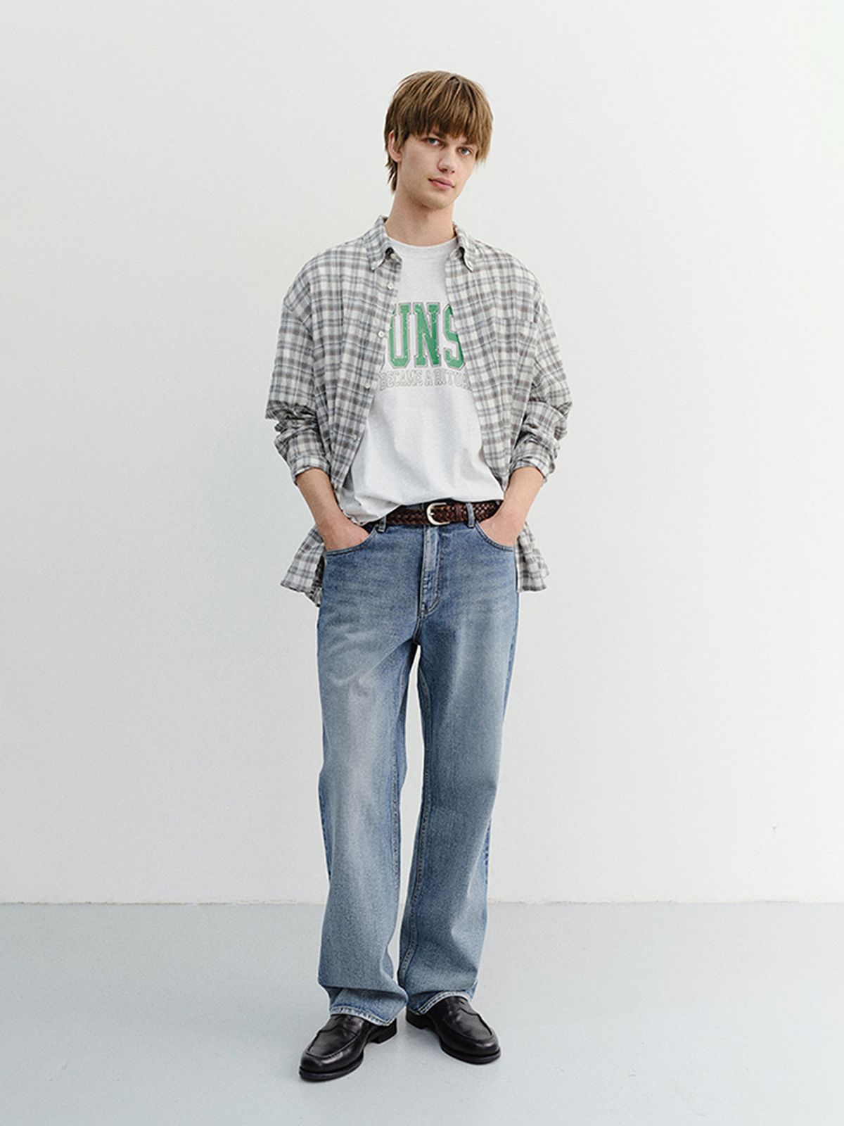 던스트 포 맨(DUNST FOR MEN) VINTAGE ARCH LOGO T-SHIRT_UNISEX_UDTS6B145_LIGHT MELANGE GREY
