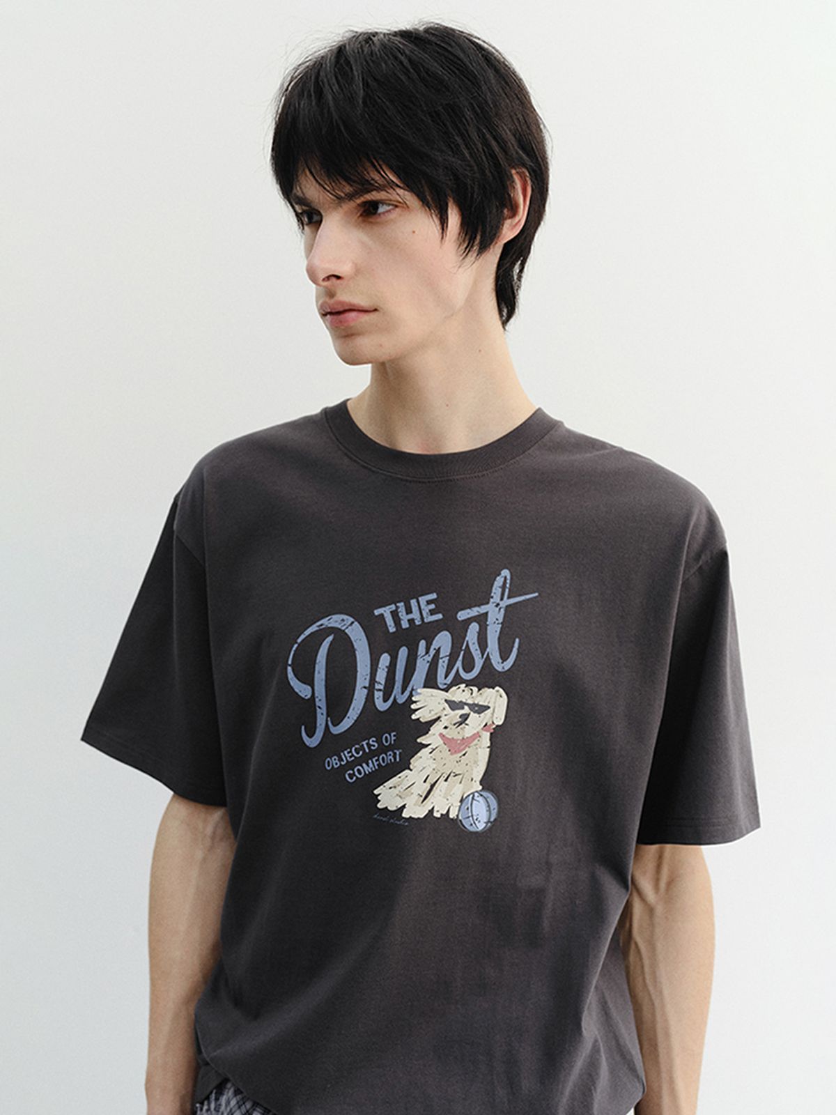 던스트 포 맨(DUNST FOR MEN) DRAWING PUPPY T-SHIRT_UNISEX_UDTS6B127_CHARCOAL GREY