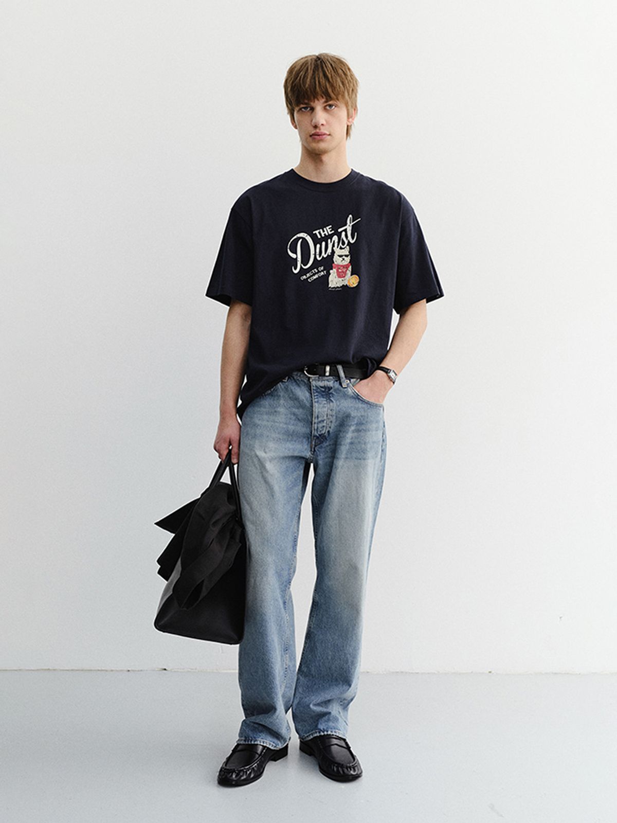 던스트 포 맨(DUNST FOR MEN) DRAWING PUPPY T-SHIRT_UNISEX_UDTS6B127_FRENCH NAVY