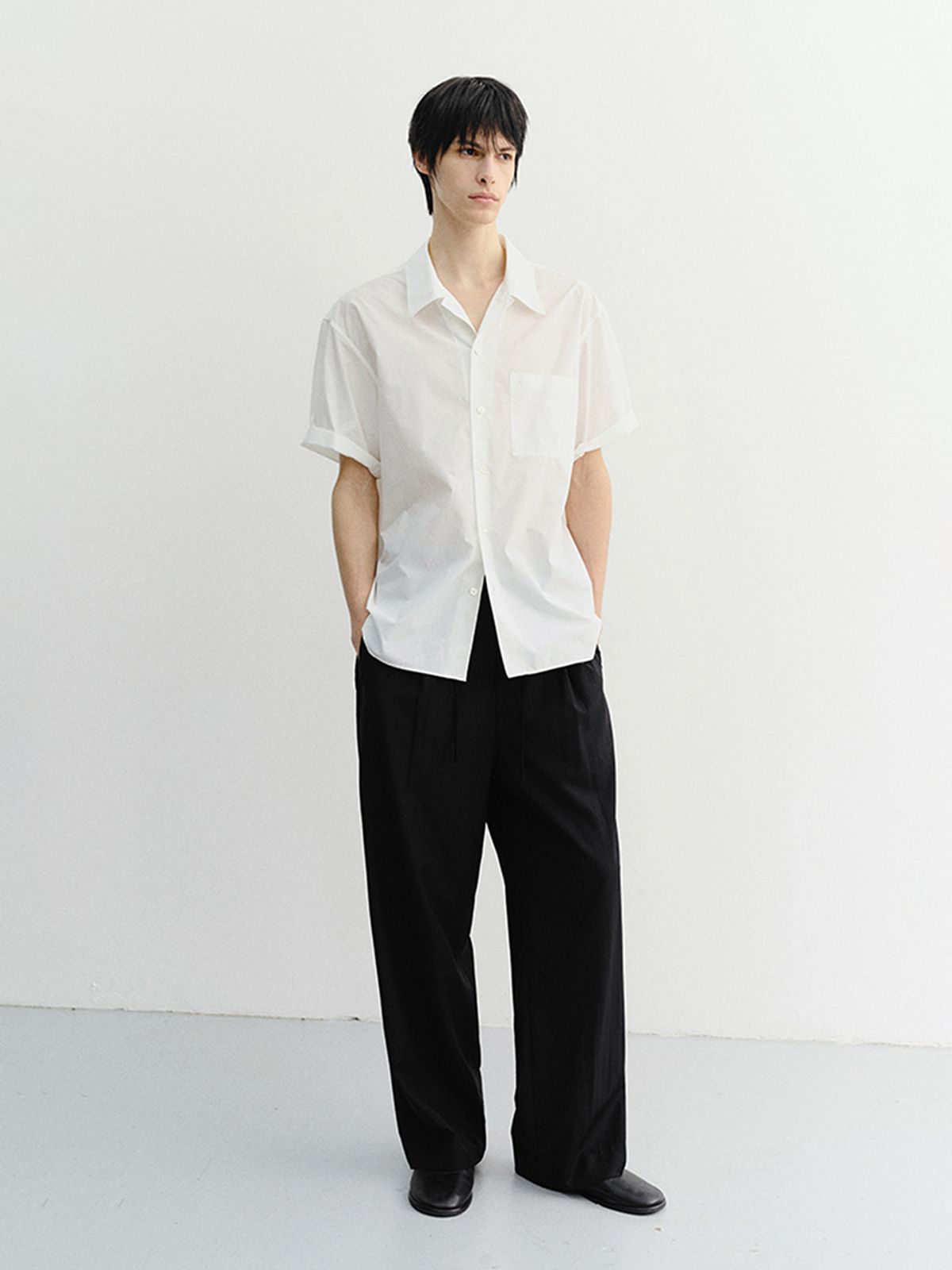 던스트 포 맨(DUNST FOR MEN) OPEN COLLARED STRIPED SHIRT_UNISEX_UDSH6B130_WHITE