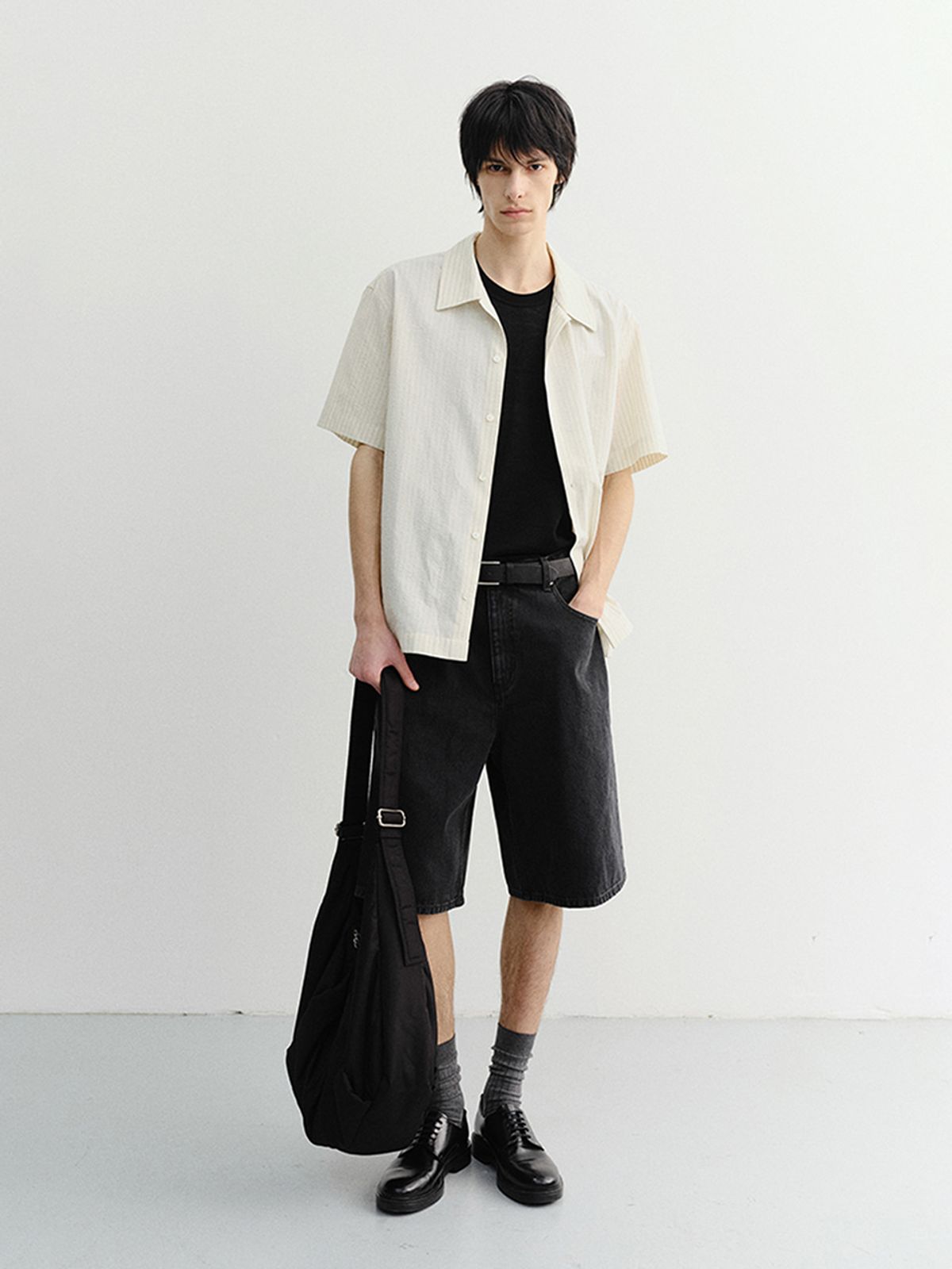 던스트 포 맨(DUNST FOR MEN) HOLIDAY STRIPED SHIRT_UNISEX_UDSH6B123_CREAM STRIPE