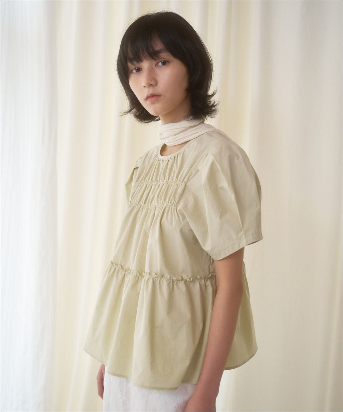 망고매니플리즈(MANGO MANY PLEASE) CHELLO COTTON BLOUSE_LIME