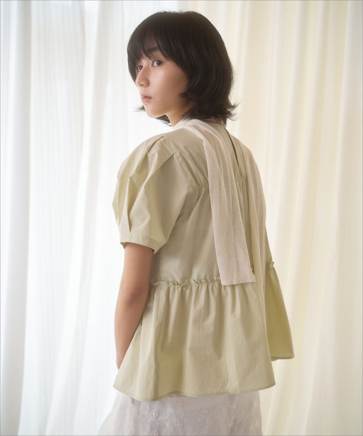 망고매니플리즈(MANGO MANY PLEASE) CHELLO COTTON BLOUSE_LIME