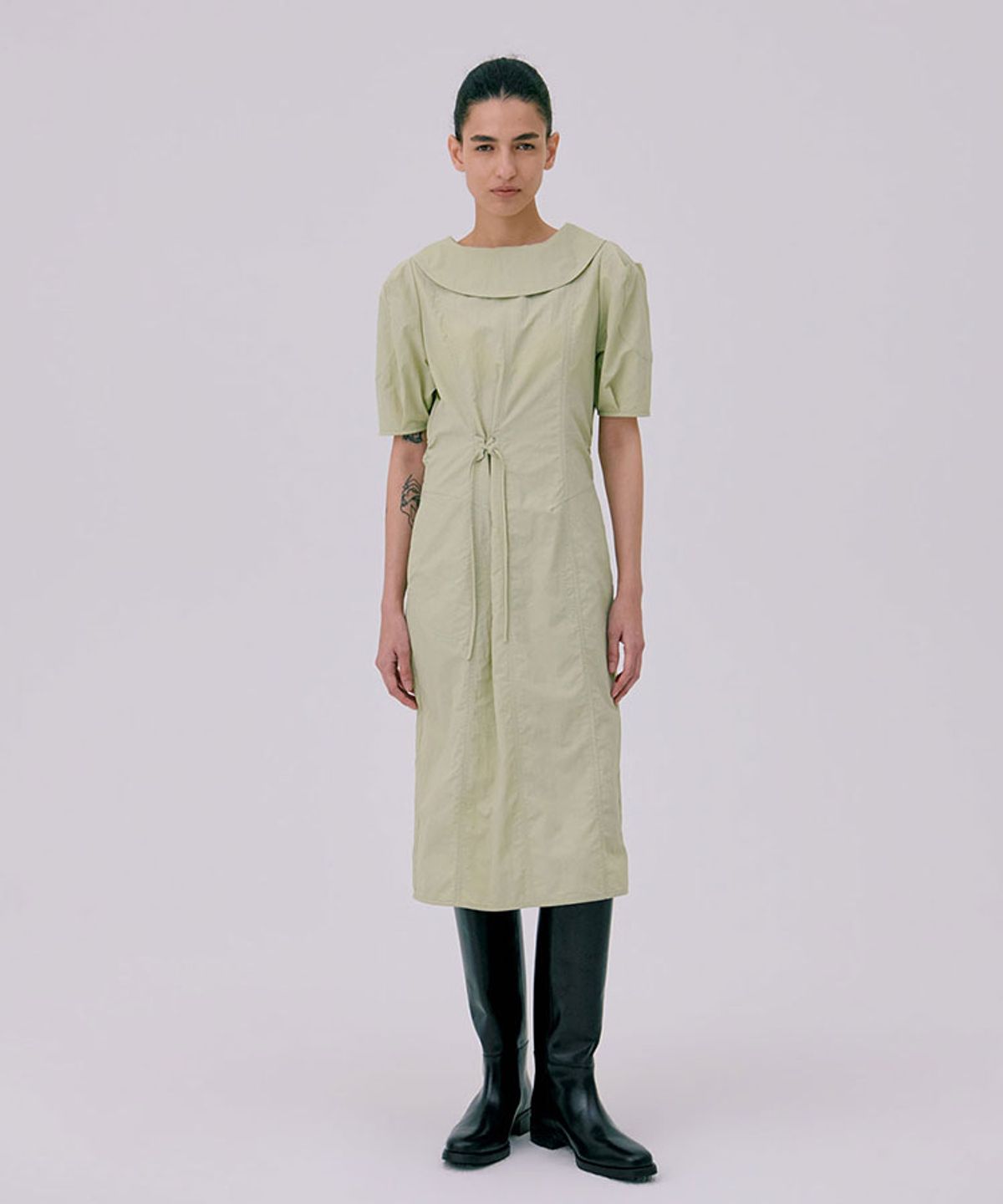 분더캄머(WNDERKAMMER) Puff sleeve dress_Light Khaki(퍼프 소매 드레스_라이트 카키)