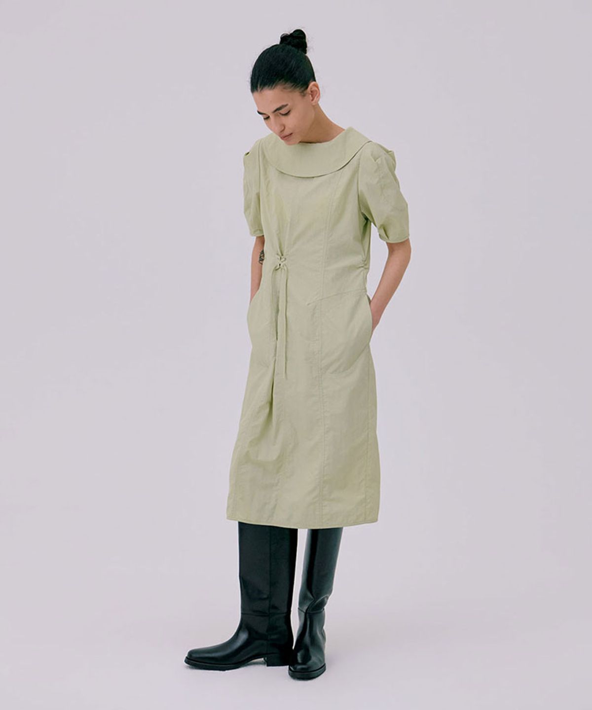 분더캄머(WNDERKAMMER) Puff sleeve dress_Light Khaki(퍼프 소매 드레스_라이트 카키)