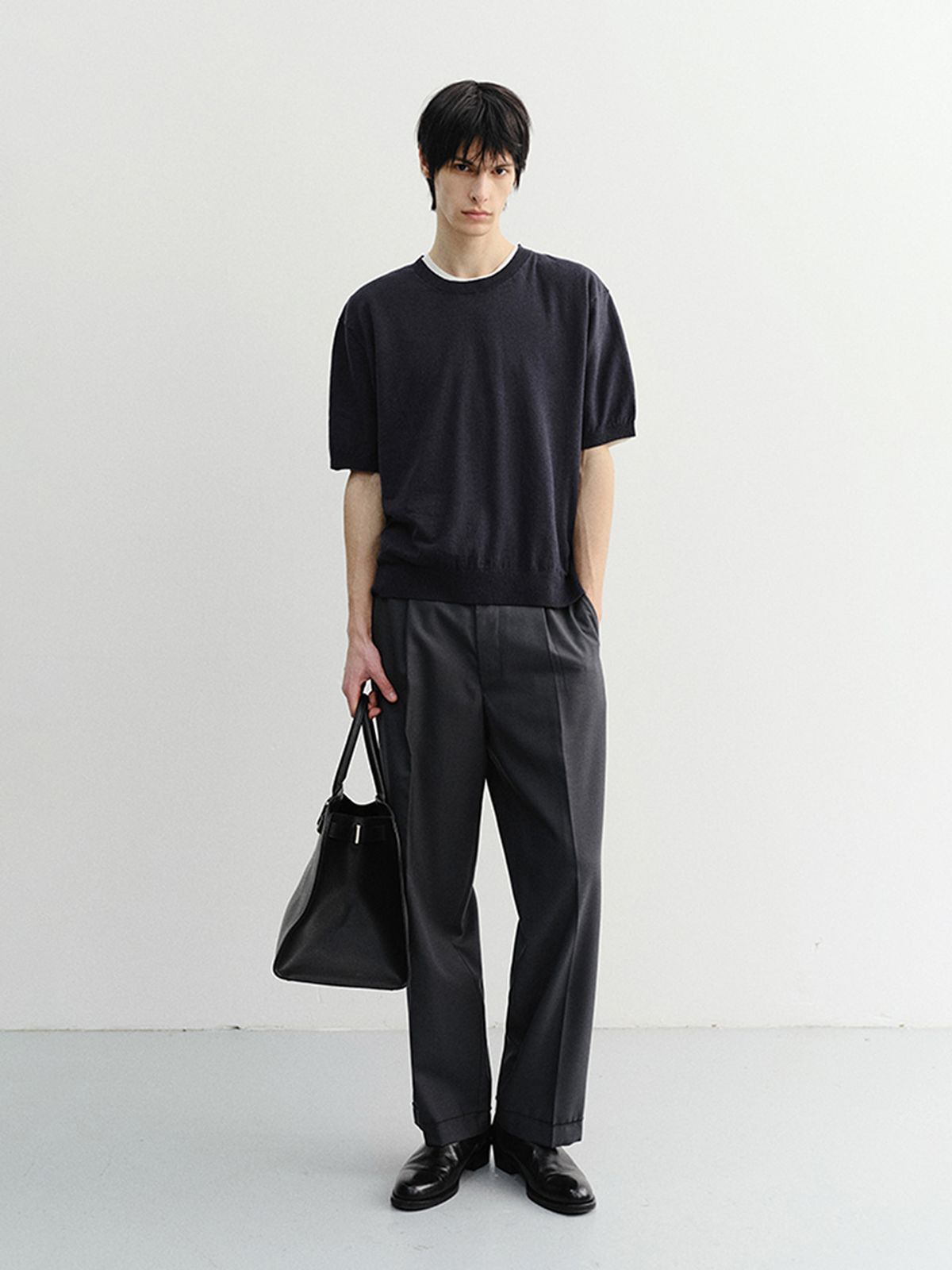 던스트 포 맨(DUNST FOR MEN) LINEN CREWNECK KNIT_UNISEX_UDSW6B128_NAVY