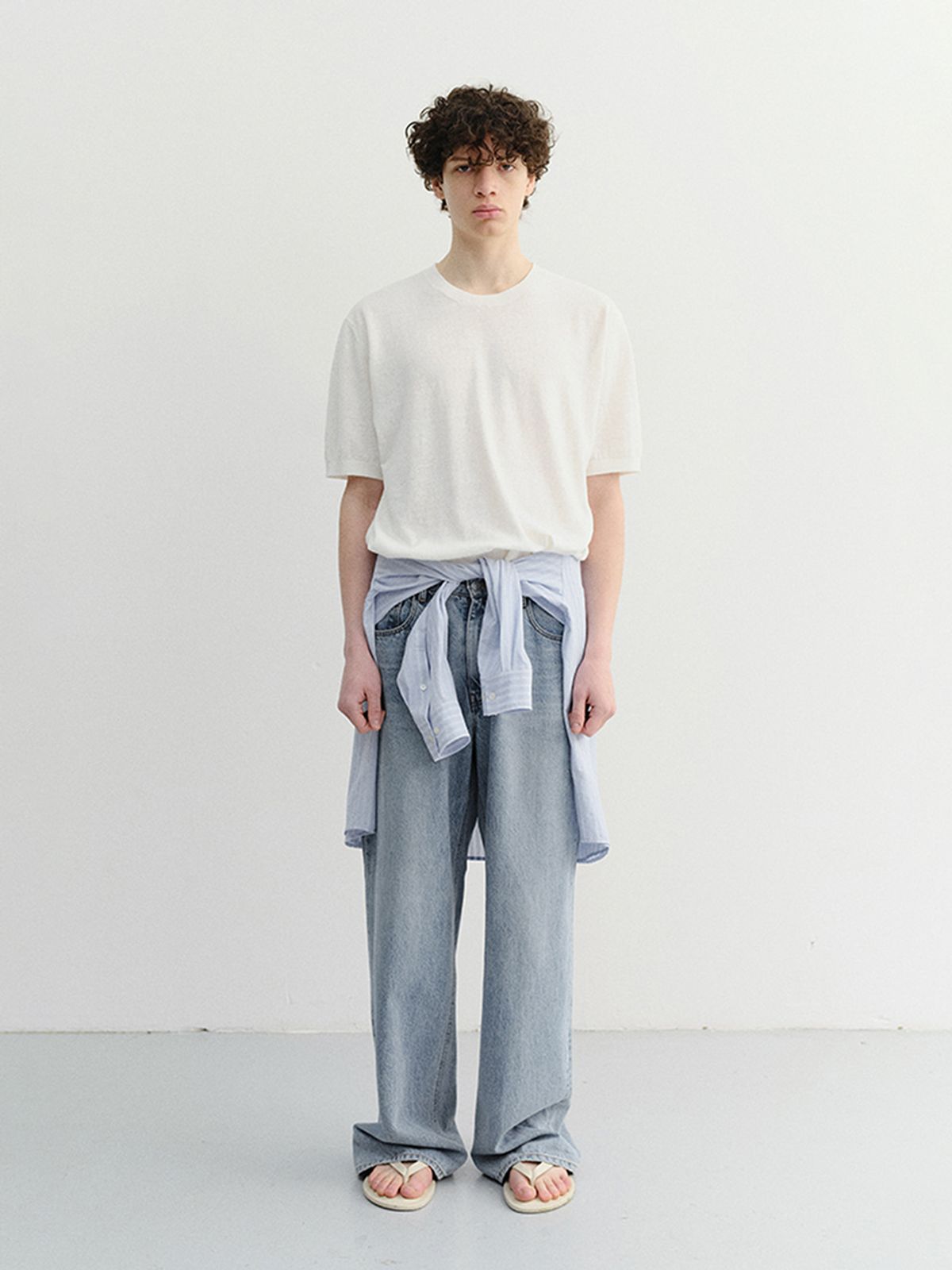 던스트 포 맨(DUNST FOR MEN) LINEN CREWNECK KNIT_UNISEX_UDSW6B128_WHITE