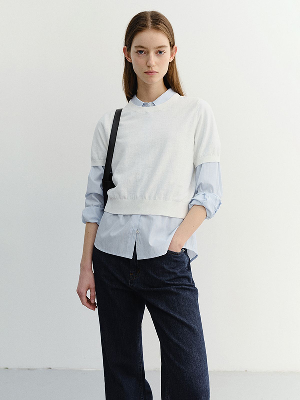던스트(DUNST) UNISEX LINEN CREWNECK KNIT_UDSW6B128_WHITE