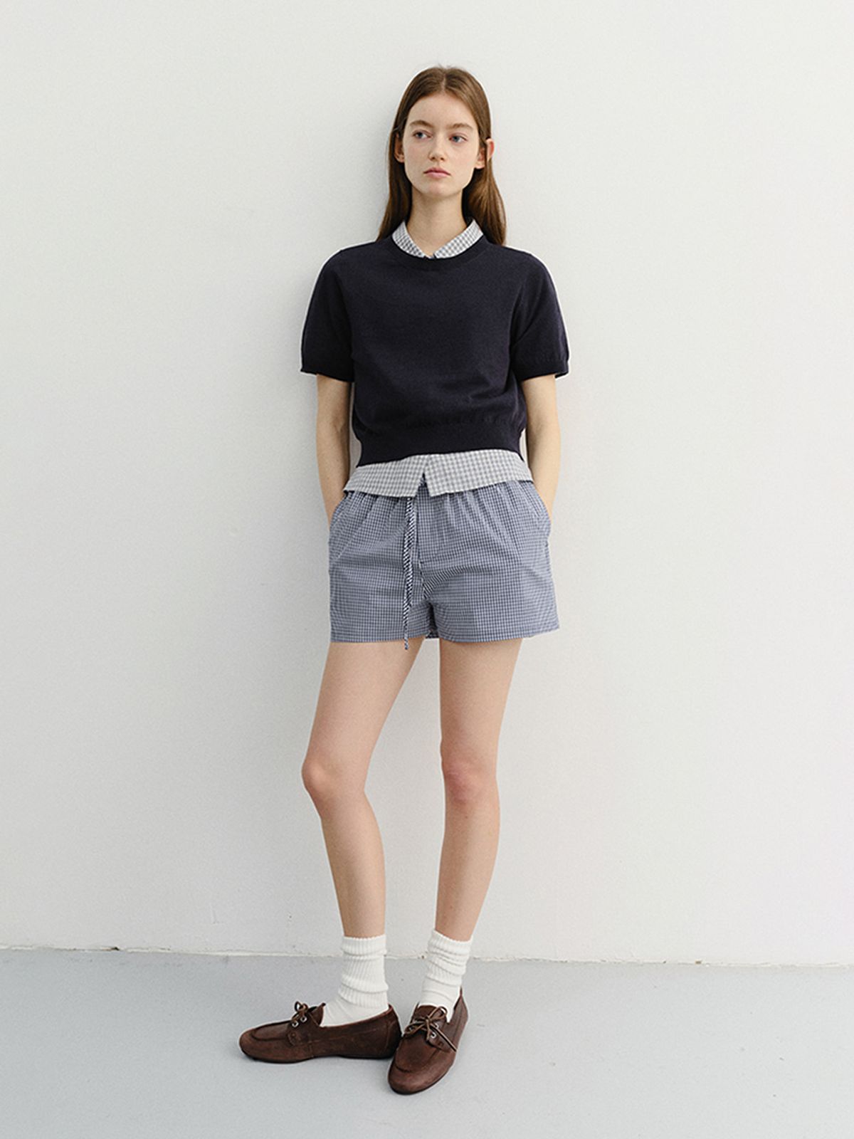 던스트(DUNST) UNISEX LINEN CREWNECK KNIT_UDSW6B128_NAVY