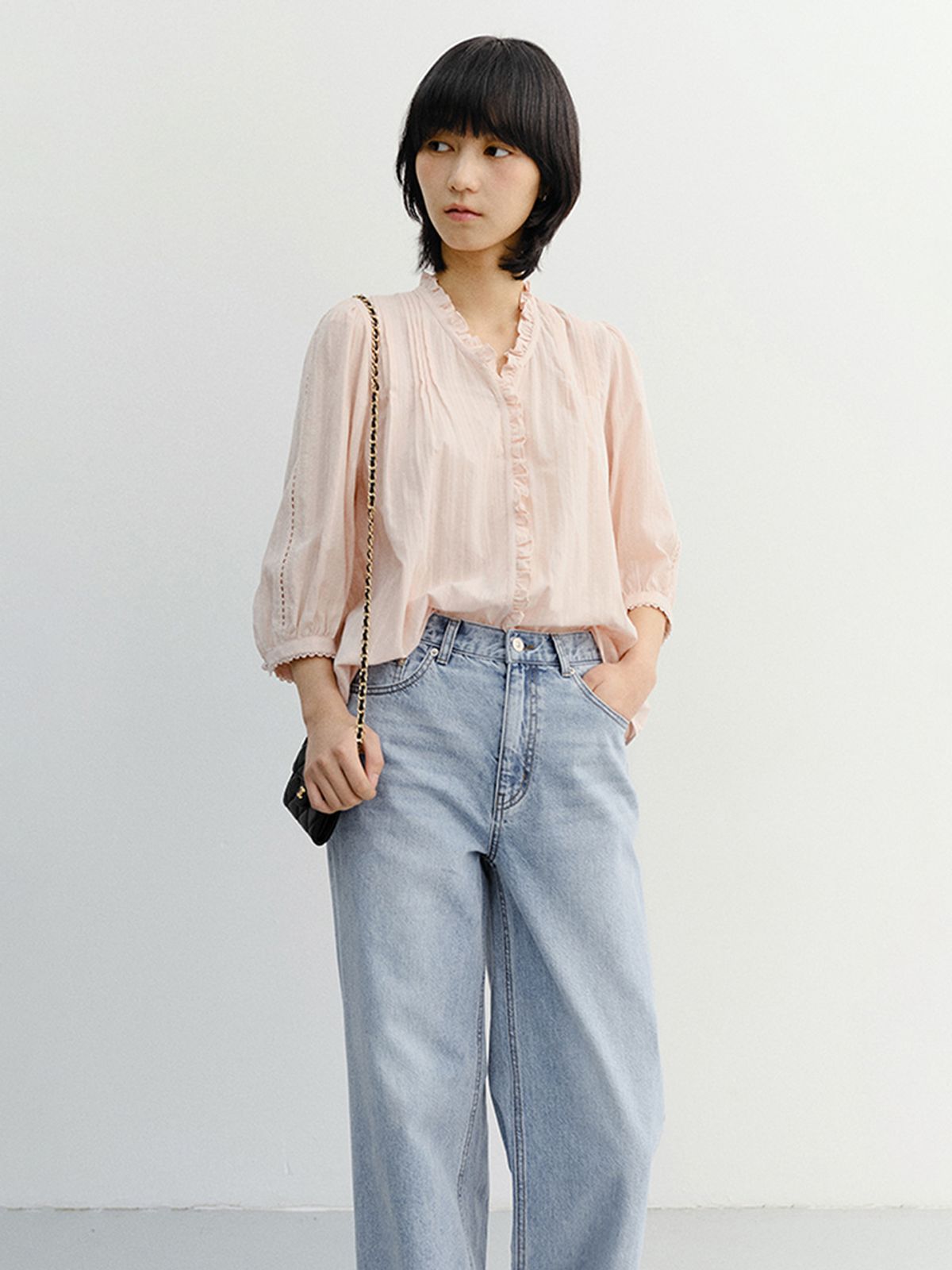 던스트(DUNST) JANE FRILL BLOUSE_UDBL6B222_SOFT PINK