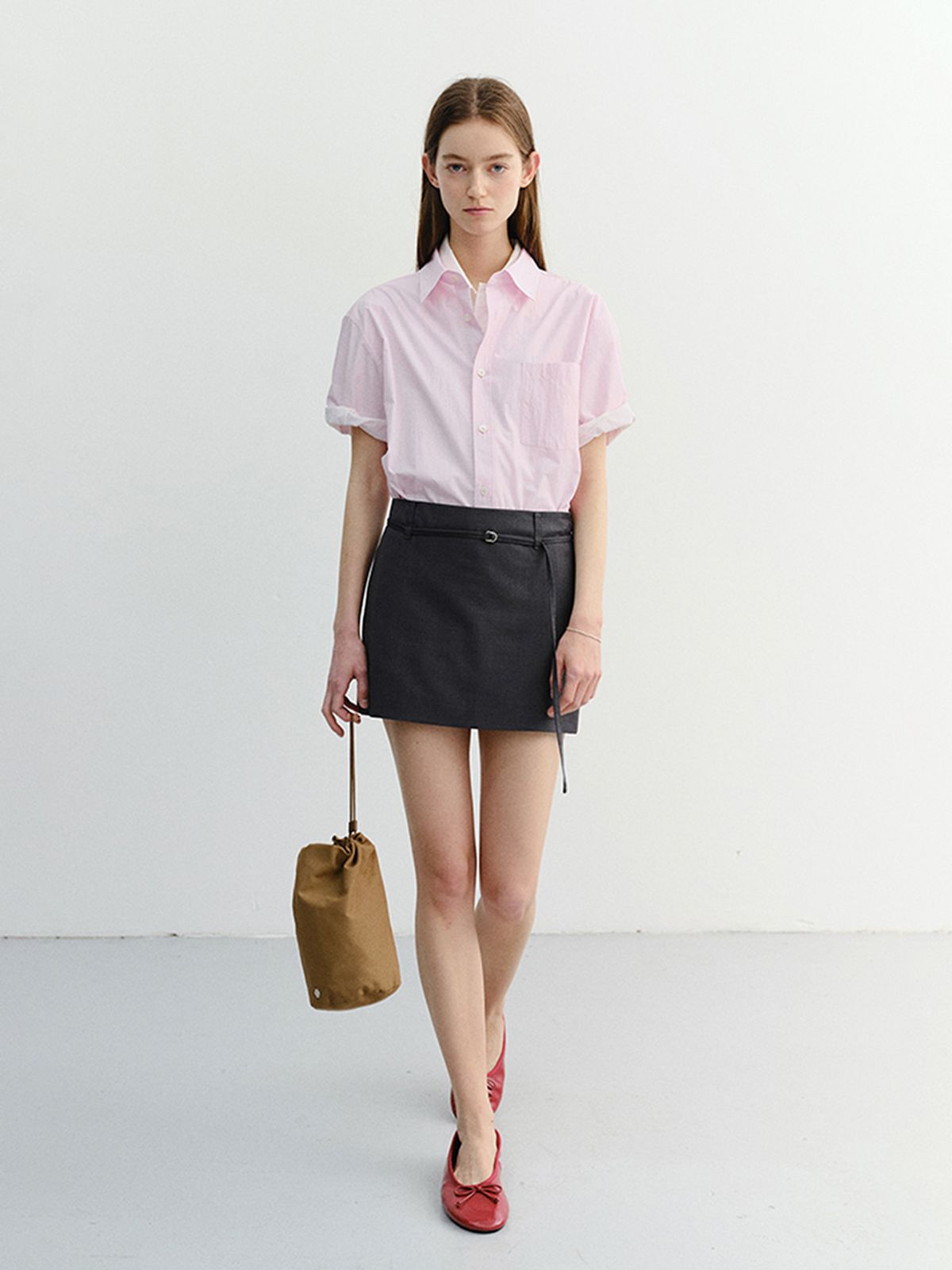 던스트(DUNST) UNISEX OVERSIZED HALF SLEEVE SHIRT_UDSH6B128_SOFT PINK