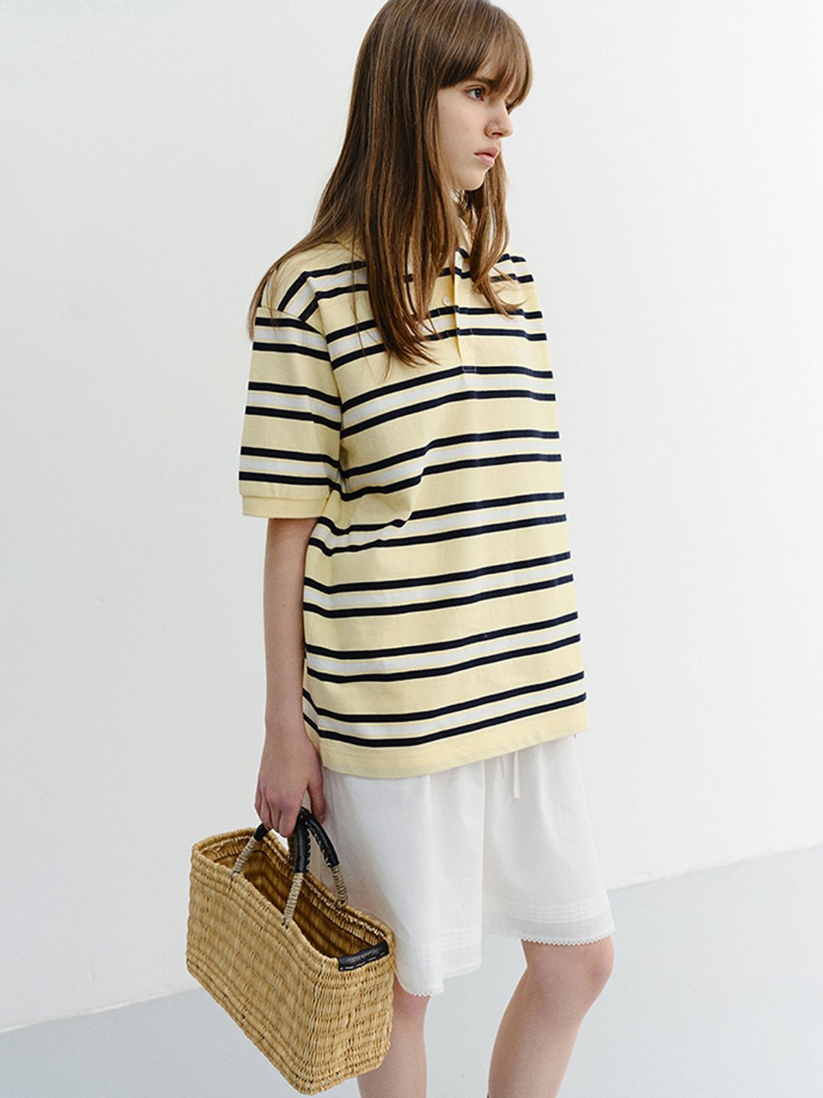 던스트(DUNST) UNISEX STRIPED POLO SHIRT_UDTS6B121_LEMON
