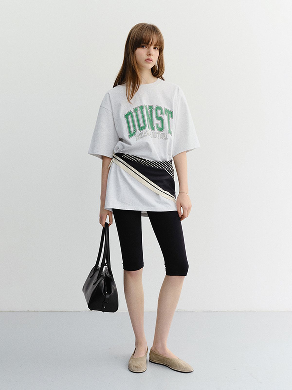 던스트(DUNST) UNISEX VINTAGE ARCH LOGO T-SHIRT_UDTS6B145_LIGHT MELANGE GREY