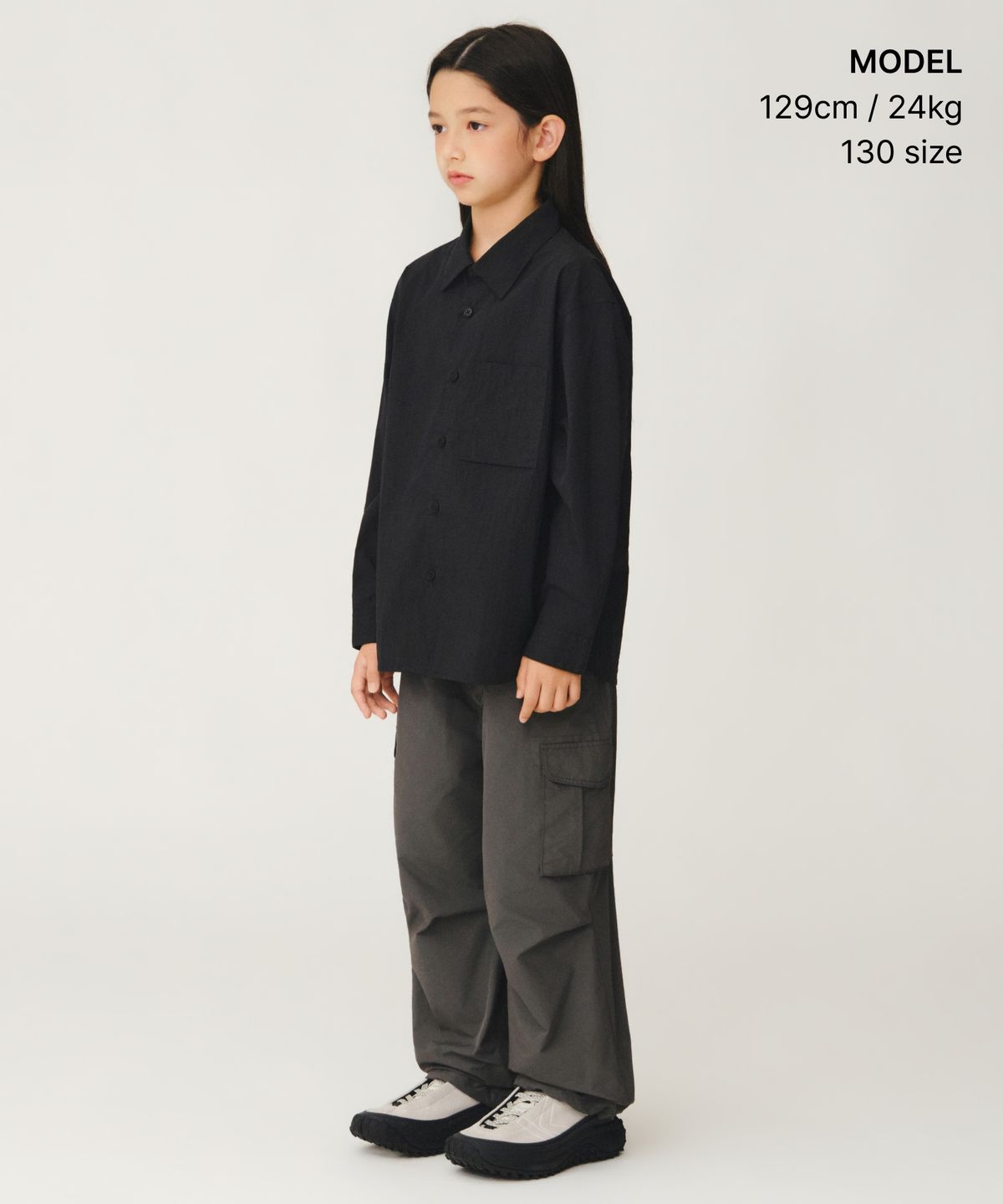 무신사 스탠다드 키즈(MUSINSA STANDARD KIDS) [시티 레저] CN 오버사이즈 셔츠 [블랙]