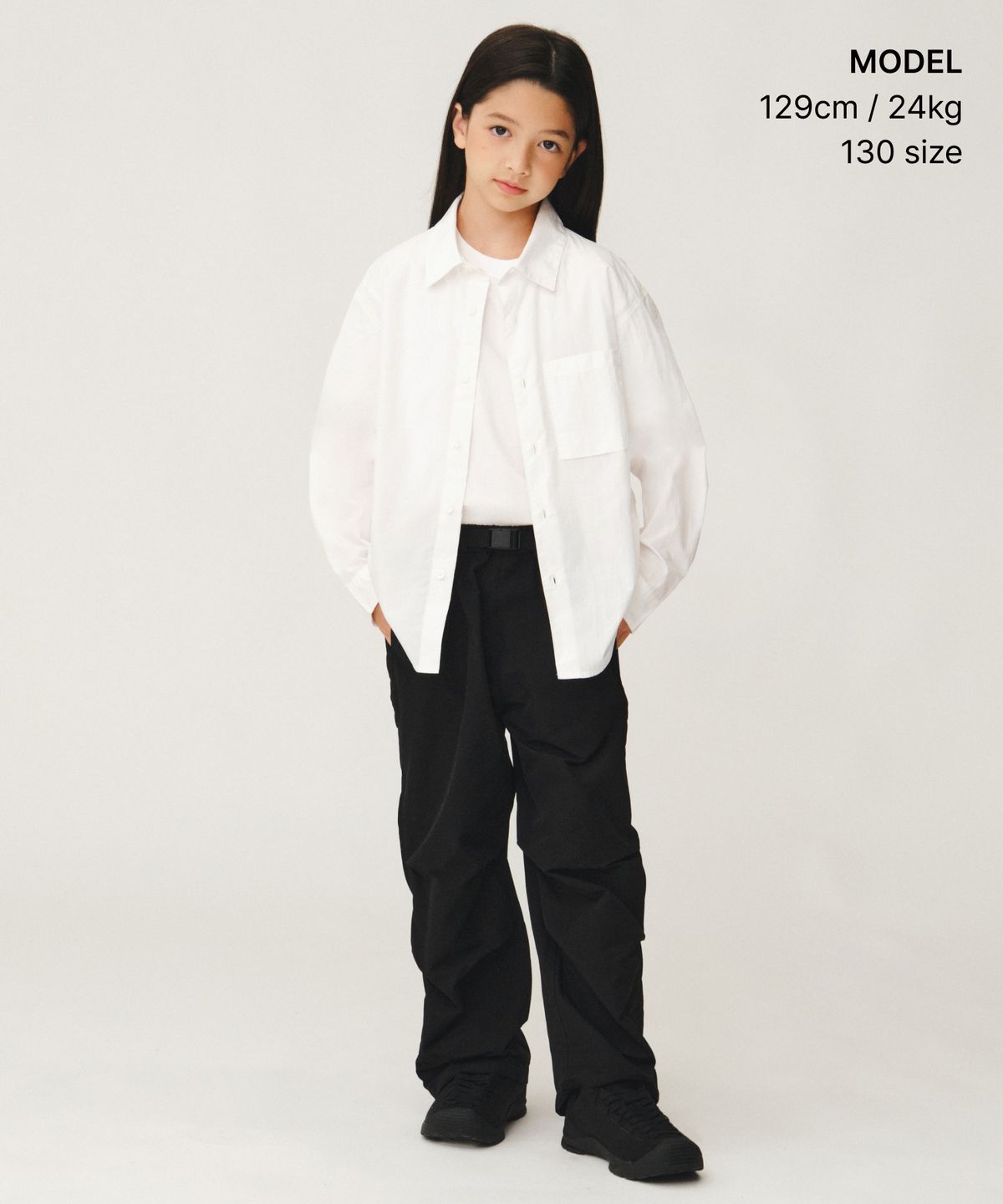 무신사 스탠다드 키즈(MUSINSA STANDARD KIDS) [시티 레저] CN 오버사이즈 셔츠 [화이트]