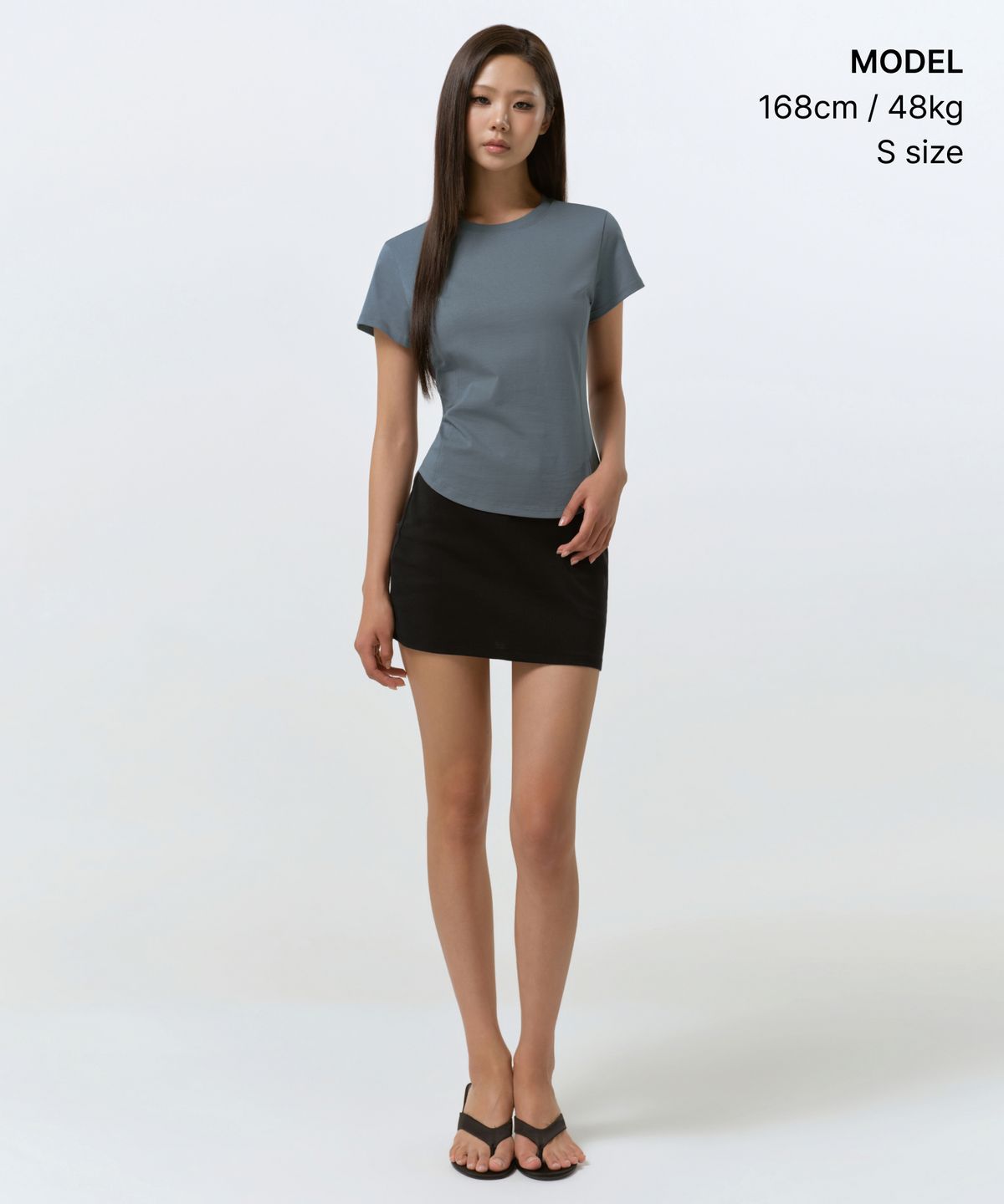 무신사 스탠다드 우먼(MUSINSA STANDARD WOMAN) 우먼즈 라운드 헴 티셔츠 [피콕 블루]