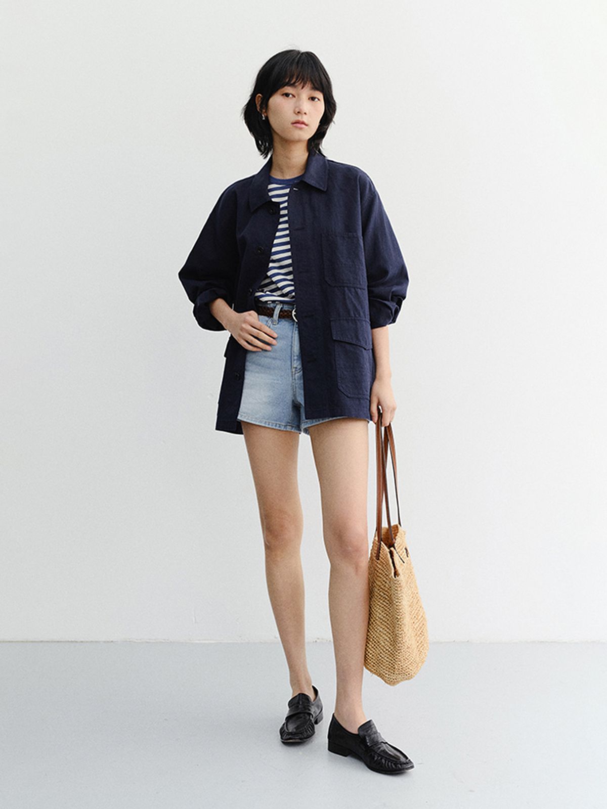 던스트(DUNST) UNISEX STRIPED T-SHIRT_UDTS6B126_BLUE / IVORY