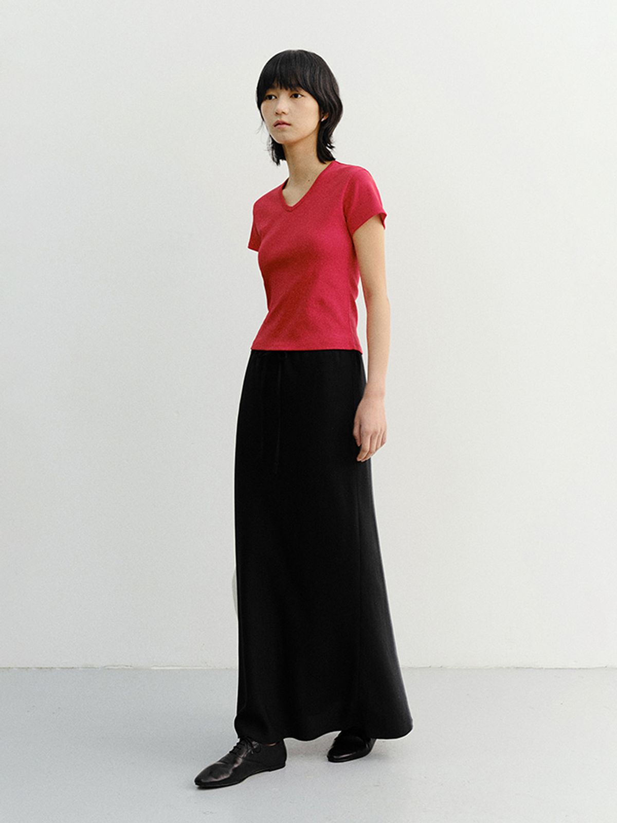 던스트(DUNST) LINEN MAXI SKIRT_UDSK6B221_BLACK