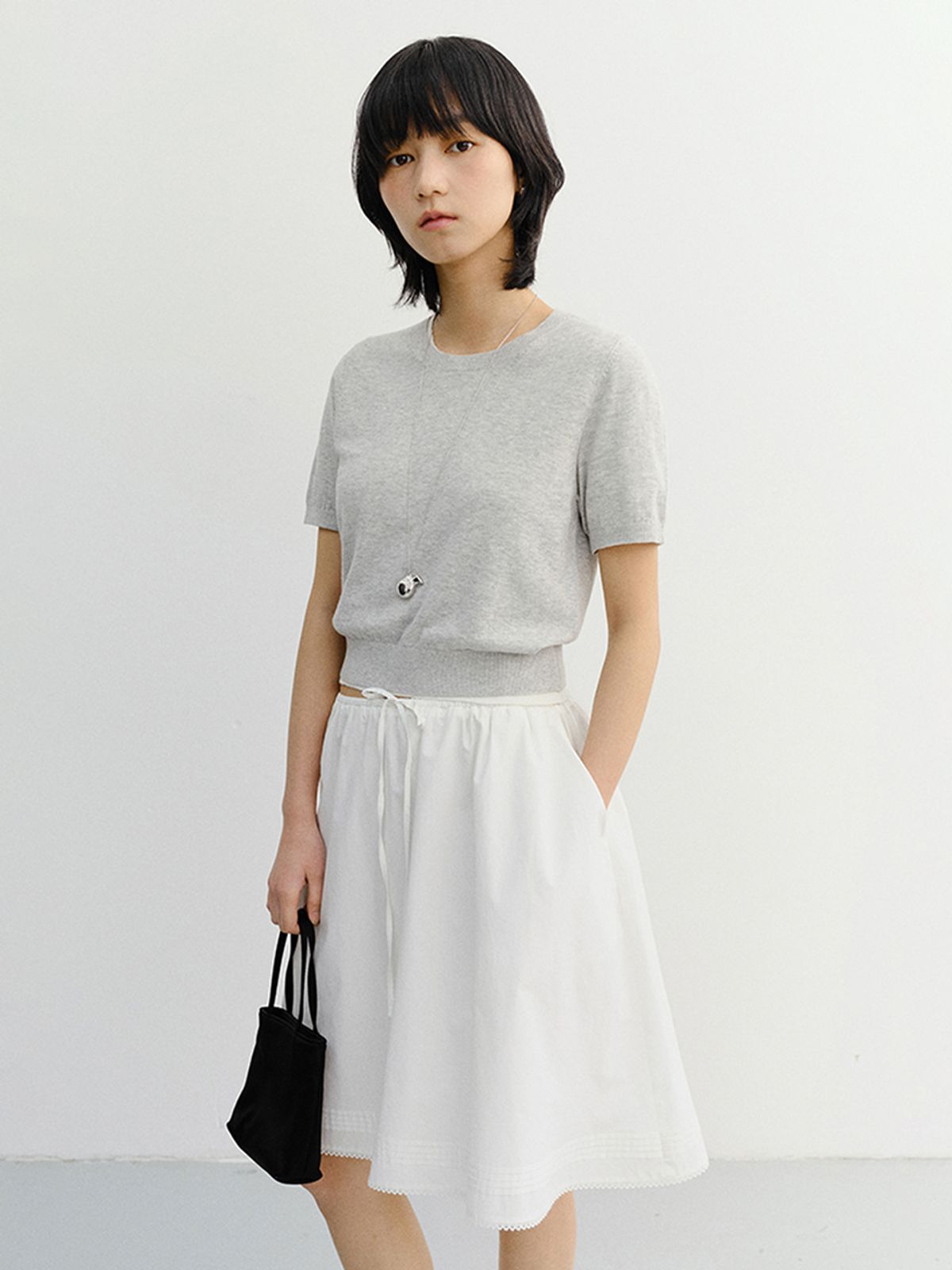 던스트(DUNST) LACED MIDI FULL SKIRT_UDSK6B225_WHITE