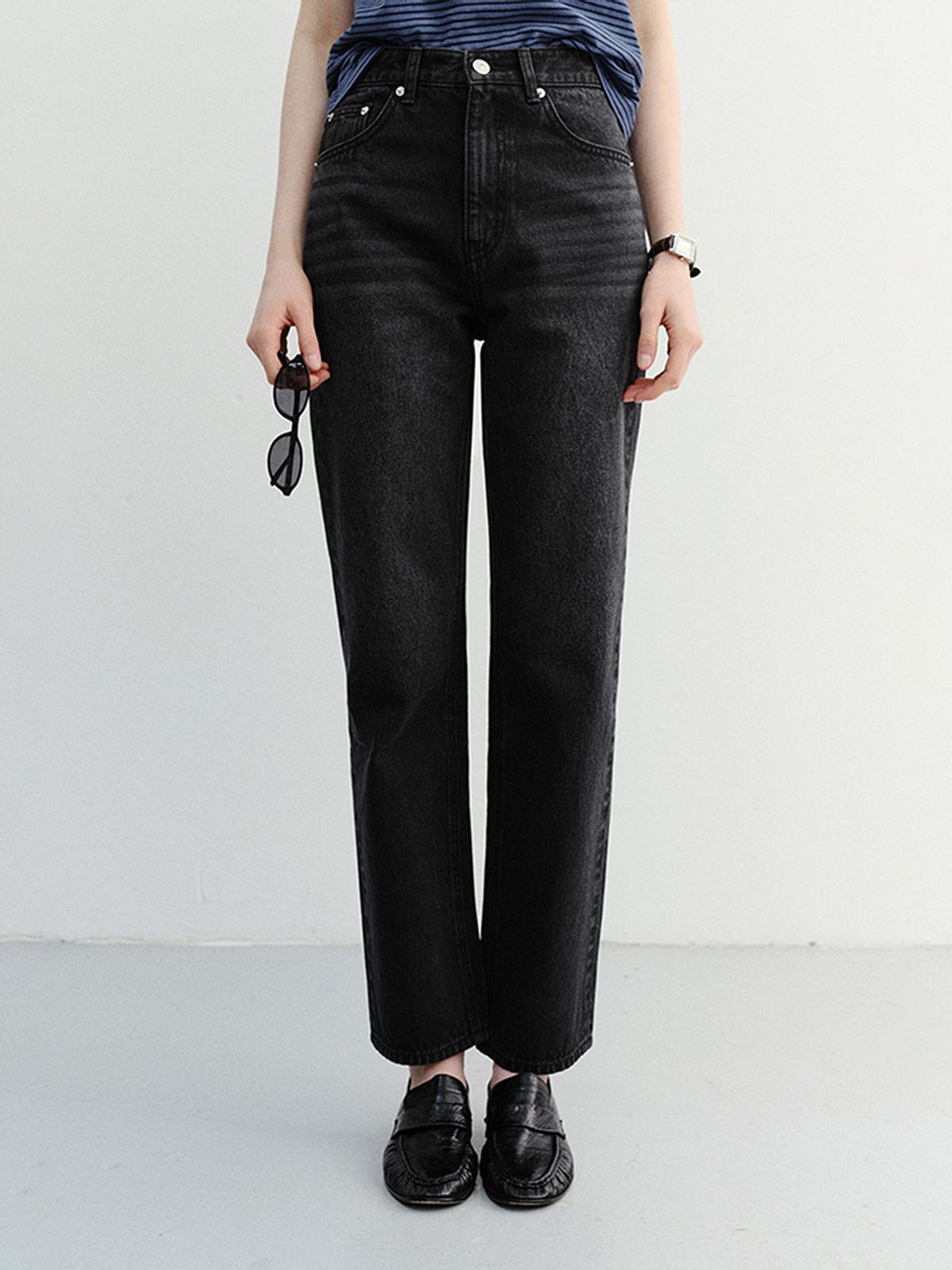 던스트(DUNST) ESSENTIAL CROPPED JEANS_UDPA6B230_BLACK