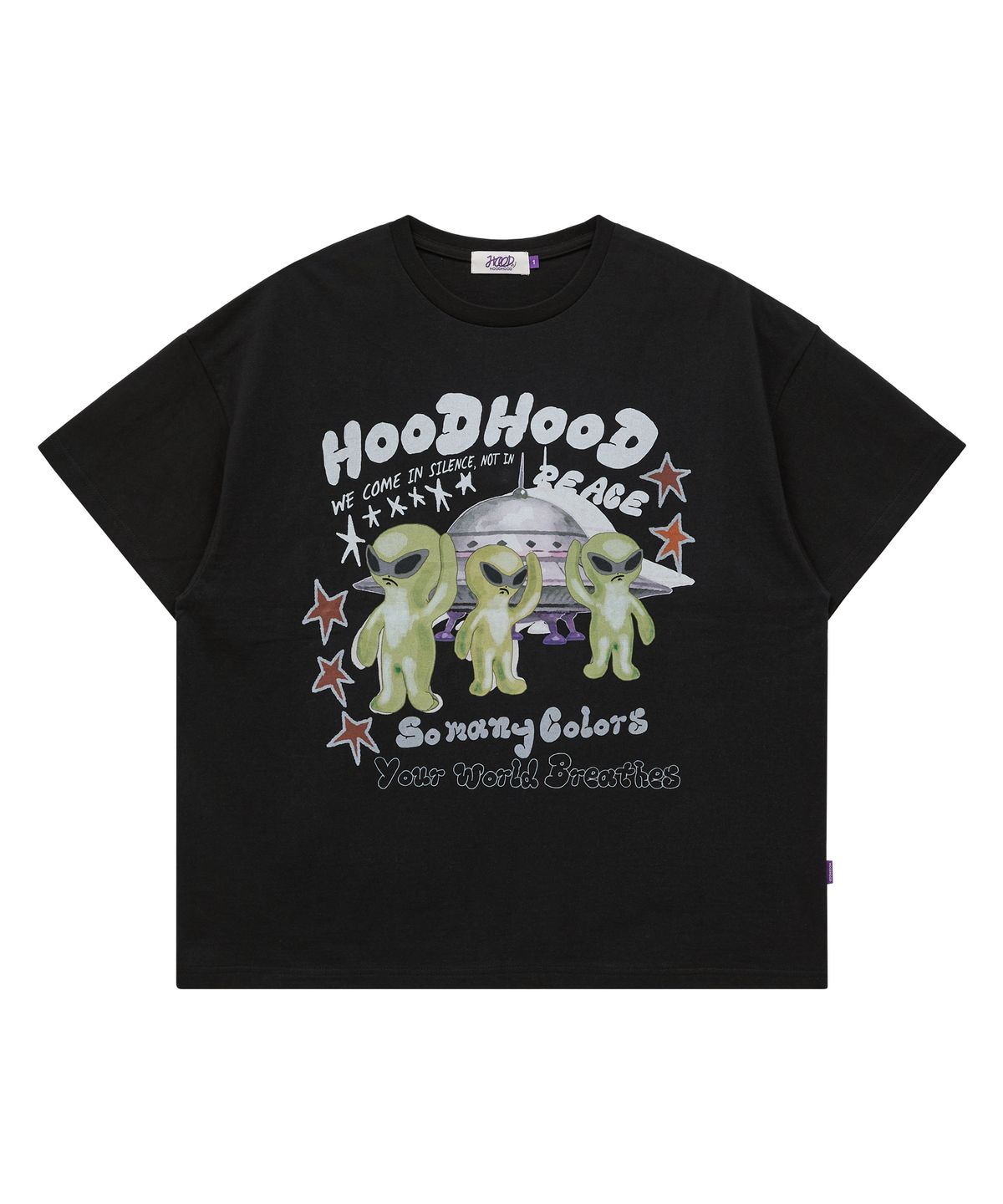 후드후드(HOODHOOD) 에일리언 피스 반팔티셔츠 블랙