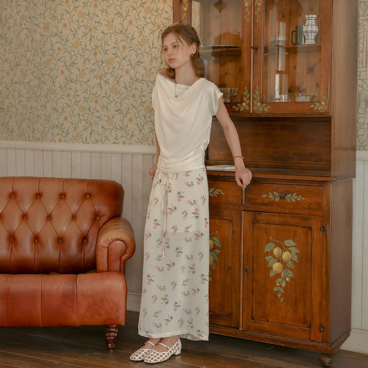 프라우드 마리(PROUD MARY) PM_Floral print flowy midi skirt_IVORY