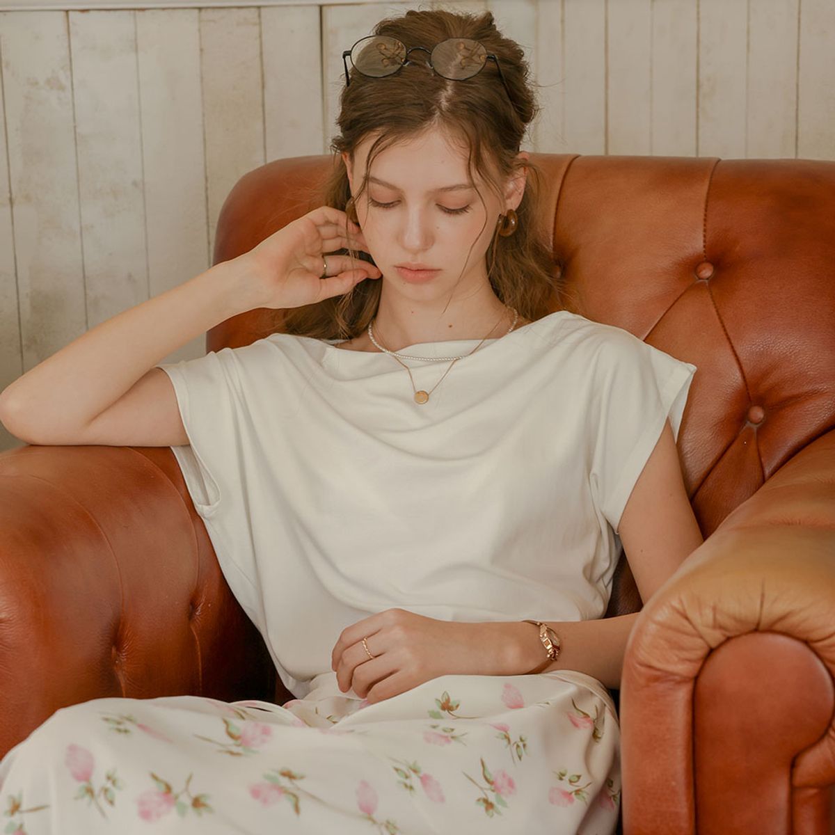 프라우드 마리(PROUD MARY) PM_Draped cap sleeve top_2color
