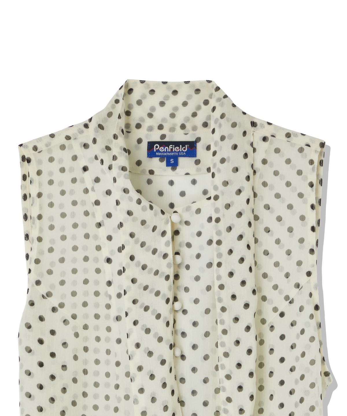 펜필드(PENFIELD) 도트 쉬폰 타이 슬리브리스 레몬_FS2WV31F