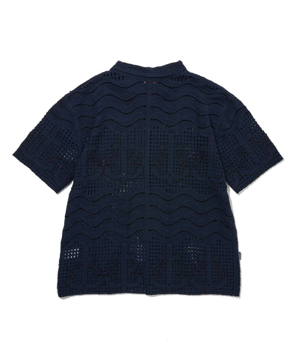 펜필드(PENFIELD) 솔티독 크로셰 니트 반팔 셔츠 네이비_FS2NJ02U