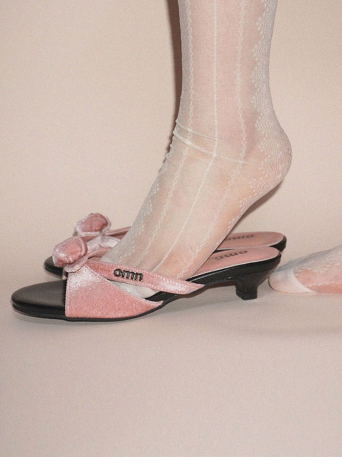 옴니포턴트(OMNIPOTENT) [215]omn Rose Velvet Mule [Low.ver] _Pink