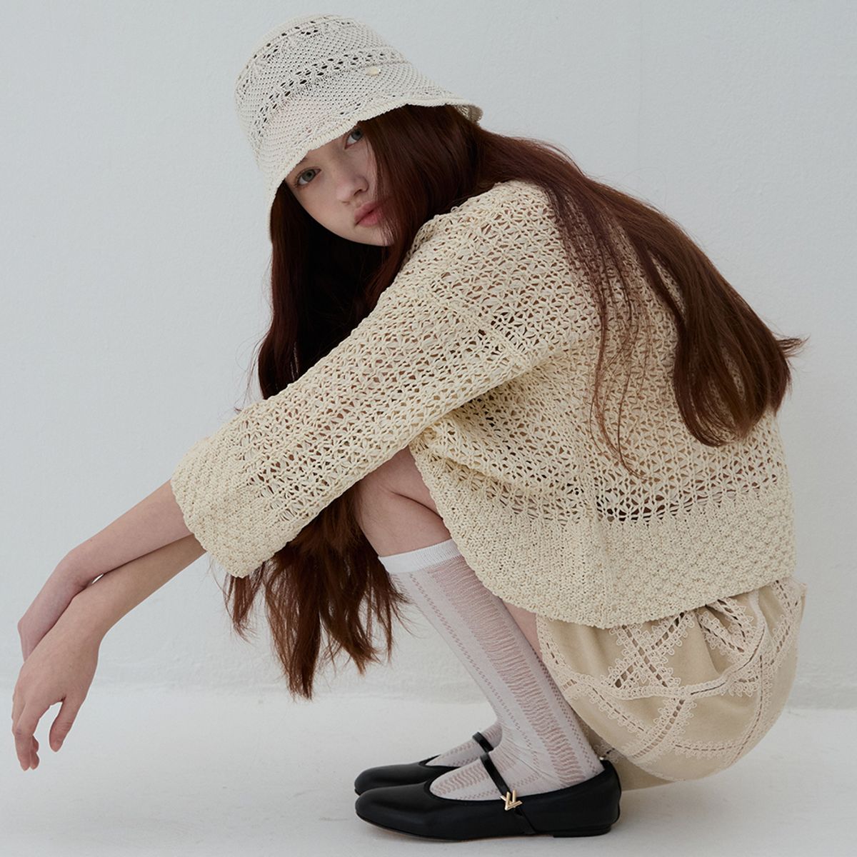 메르헨(MERCHEN) Ruffle funching bucket hat_3color