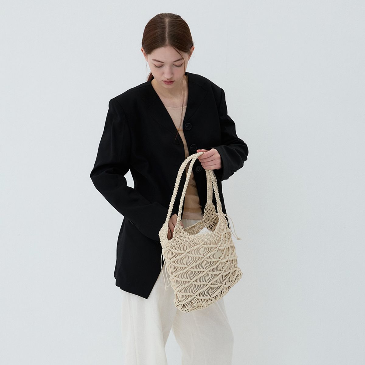 메르헨(MERCHEN) Miu net tote bag (handmade)_2color