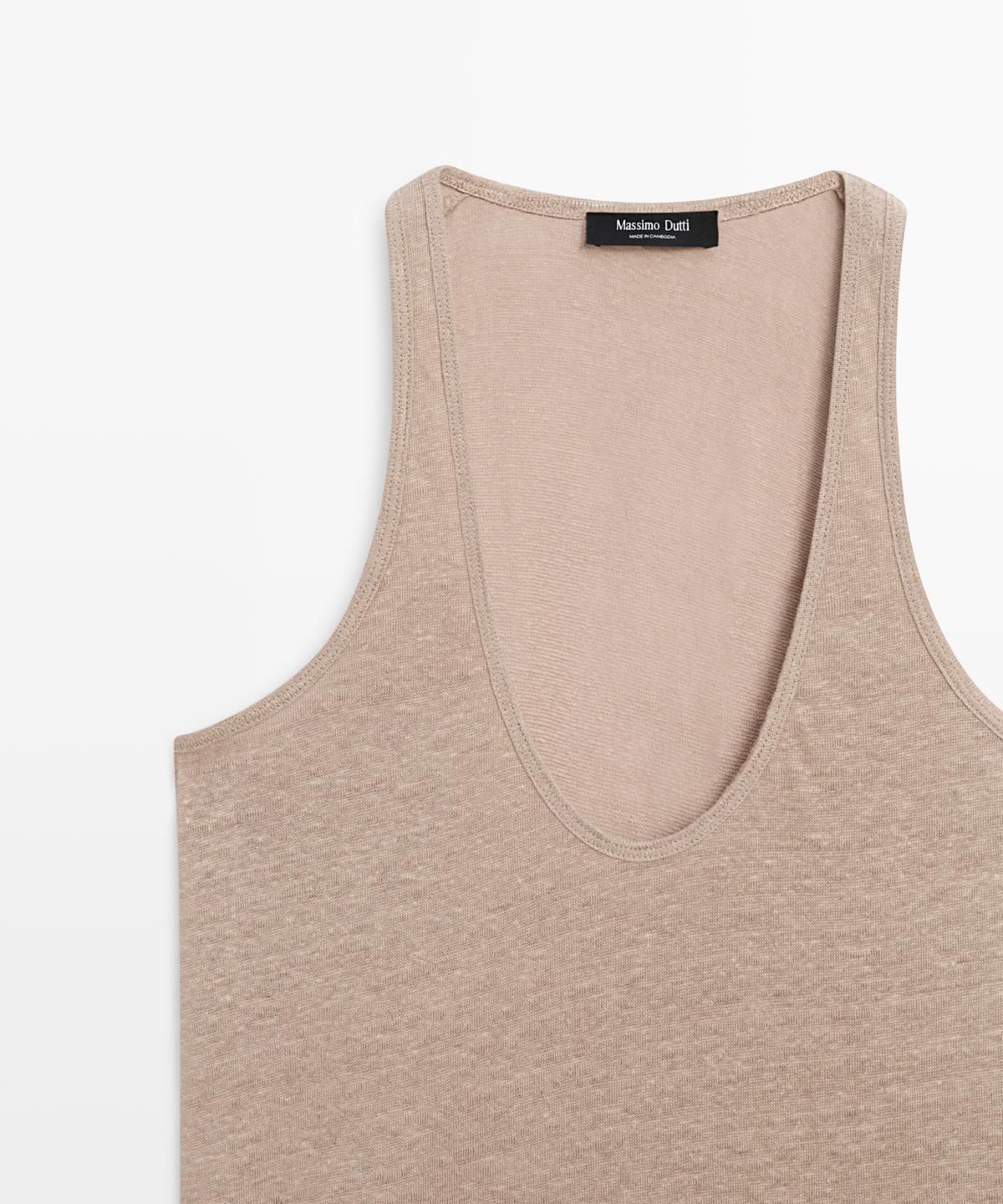 마시모두띠(MASSIMO DUTTI) 100% 린넨 스트랩 탑
