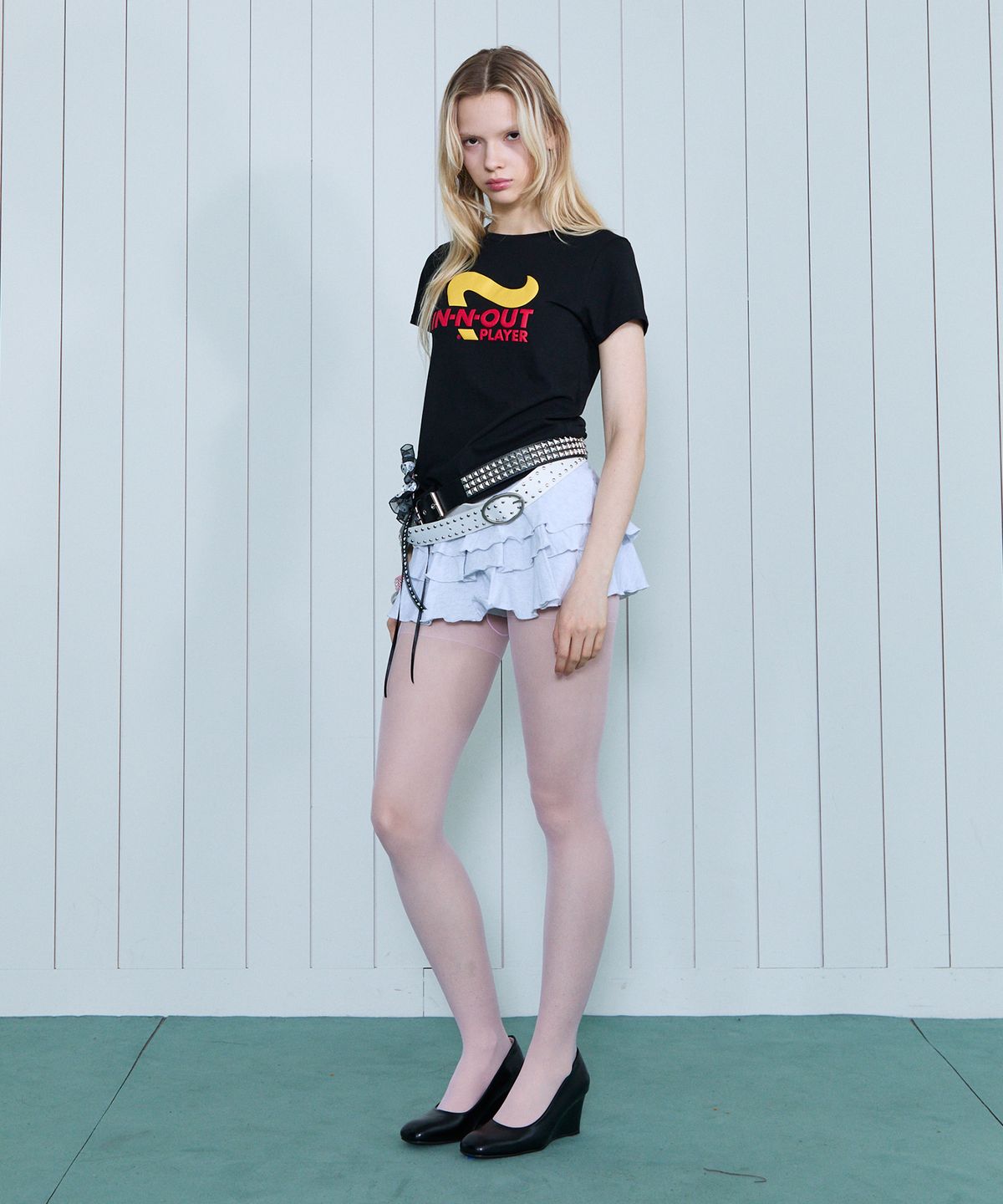 라라폭스(LALAFOX) FRILL MINI PANTS SKIRT GREY BS2WS001