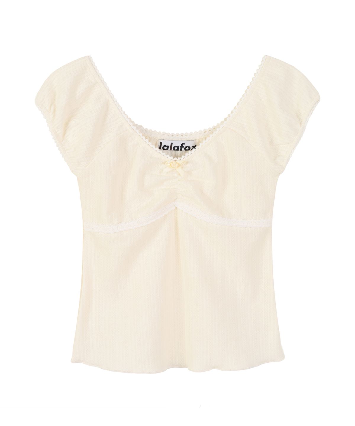 라라폭스(LALAFOX) EYELET CAP SLEEVE SLIM TOP OFF WHITE BS2WB001