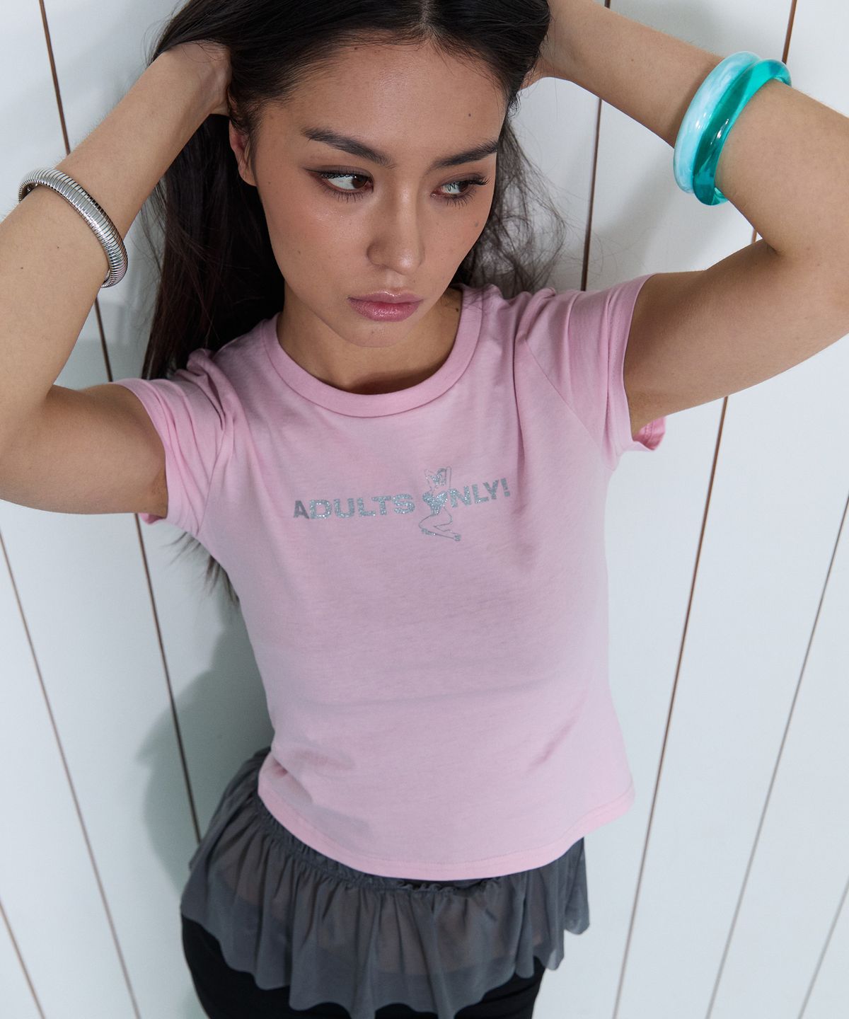 라라폭스(LALAFOX) ADULTS ONLY SILHOUETTE SLIM T-SHIRT PINK BS2CH012