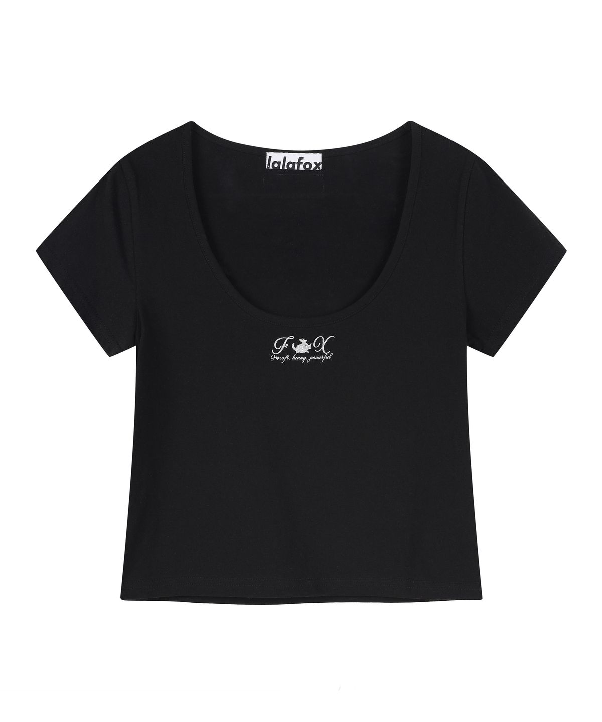 라라폭스(LALAFOX) FOX SCOOP NECK SLIM T-SHIRT BLACK BS2CH008