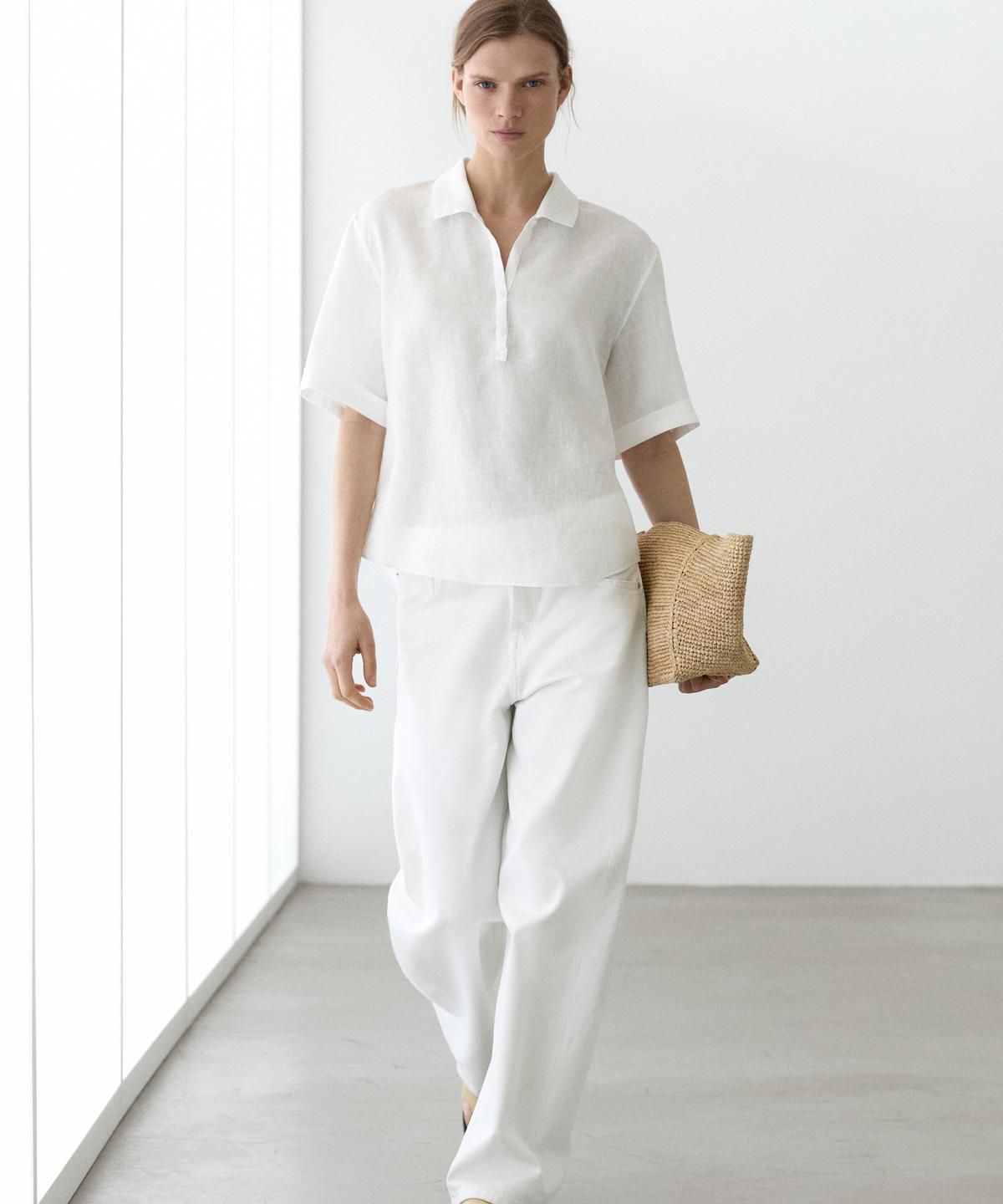 마시모두띠(MASSIMO DUTTI) 린넨 반팔 폴로 셔츠