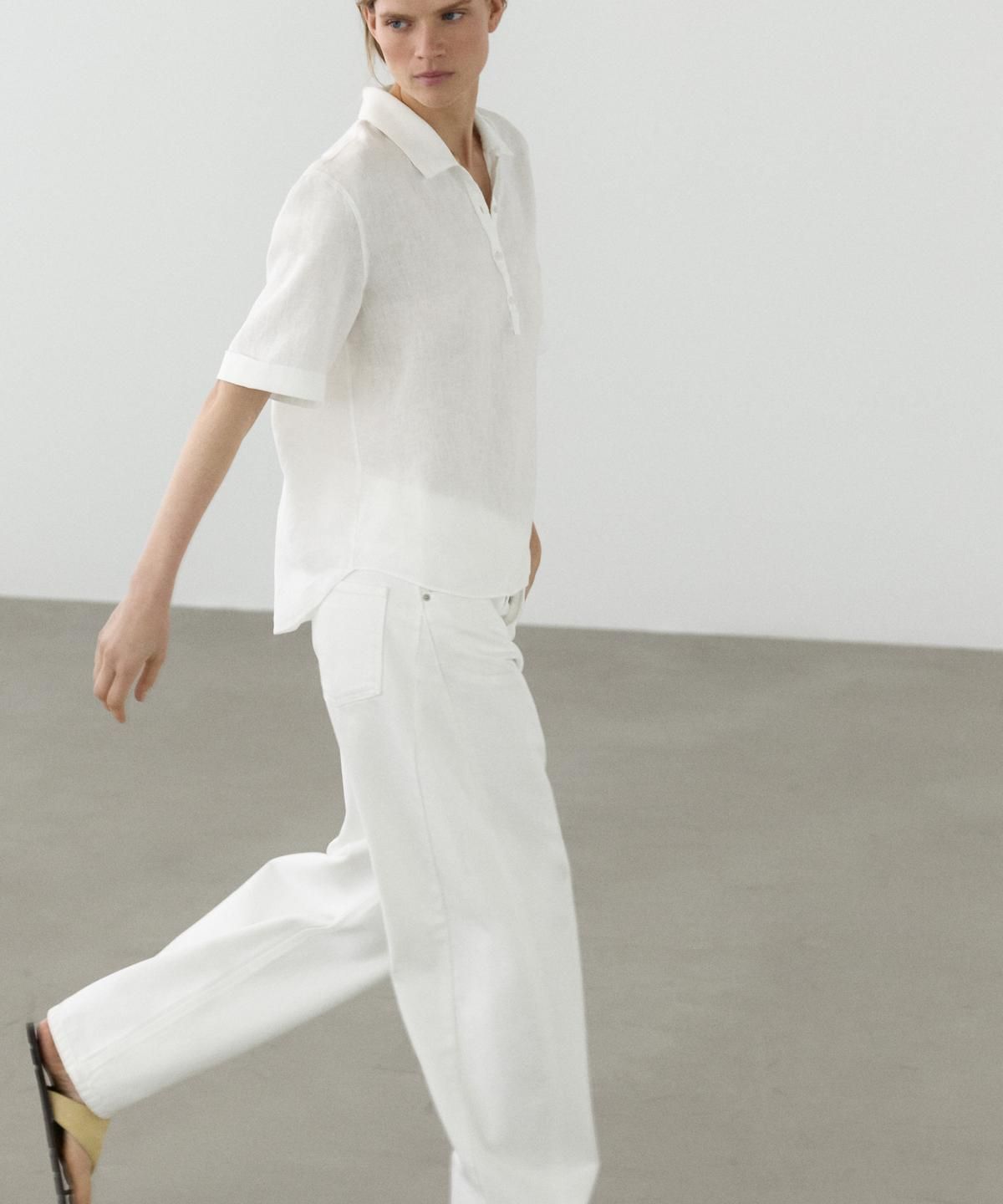 마시모두띠(MASSIMO DUTTI) 린넨 반팔 폴로 셔츠