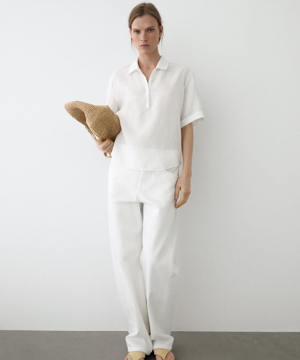 마시모두띠(MASSIMO DUTTI) 린넨 반팔 폴로 셔츠