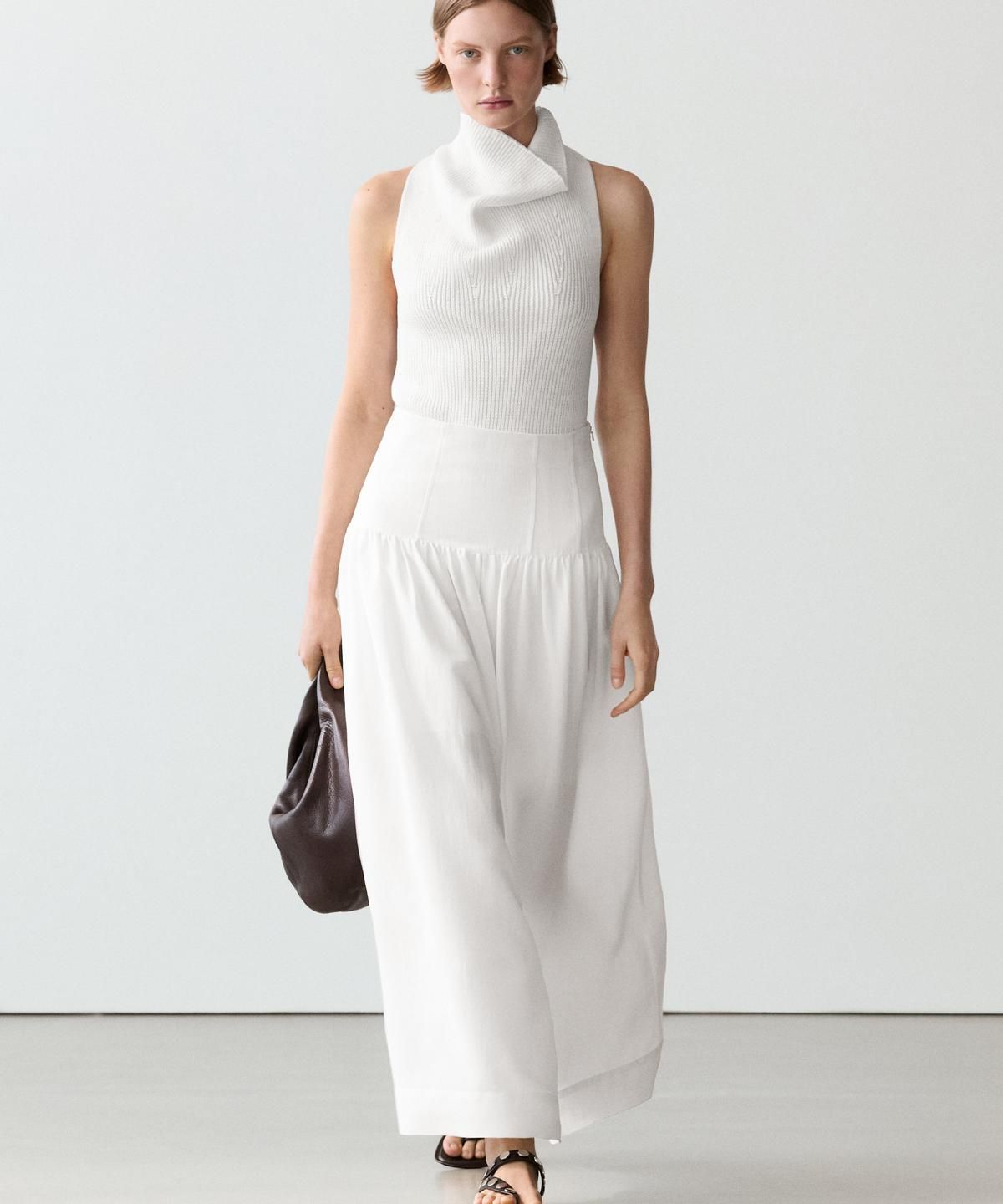 마시모두띠(MASSIMO DUTTI) 요크 디테일 미디 스커트